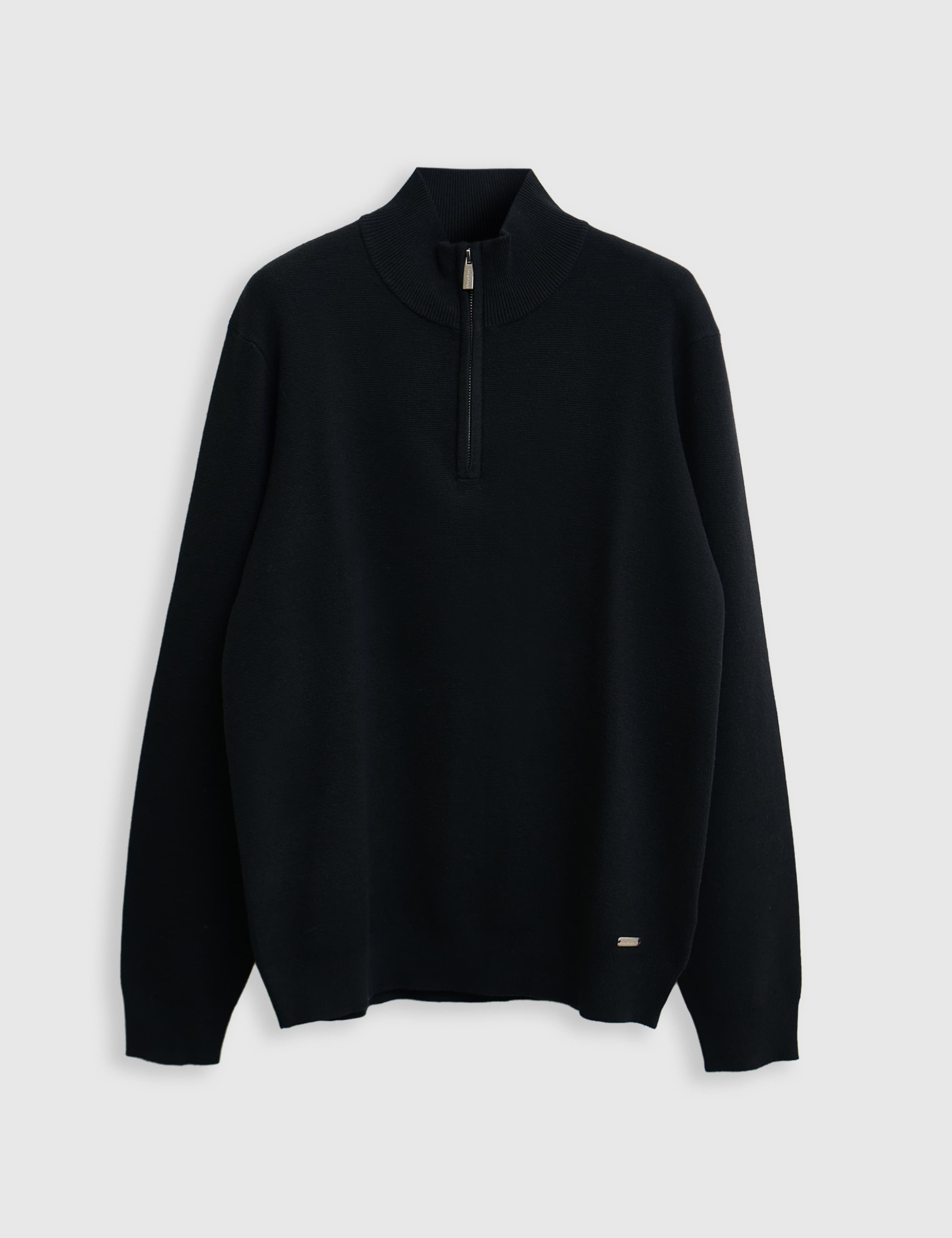 Cotton Rich Quarter Zip Funnel Neck Jumper 2 of 5