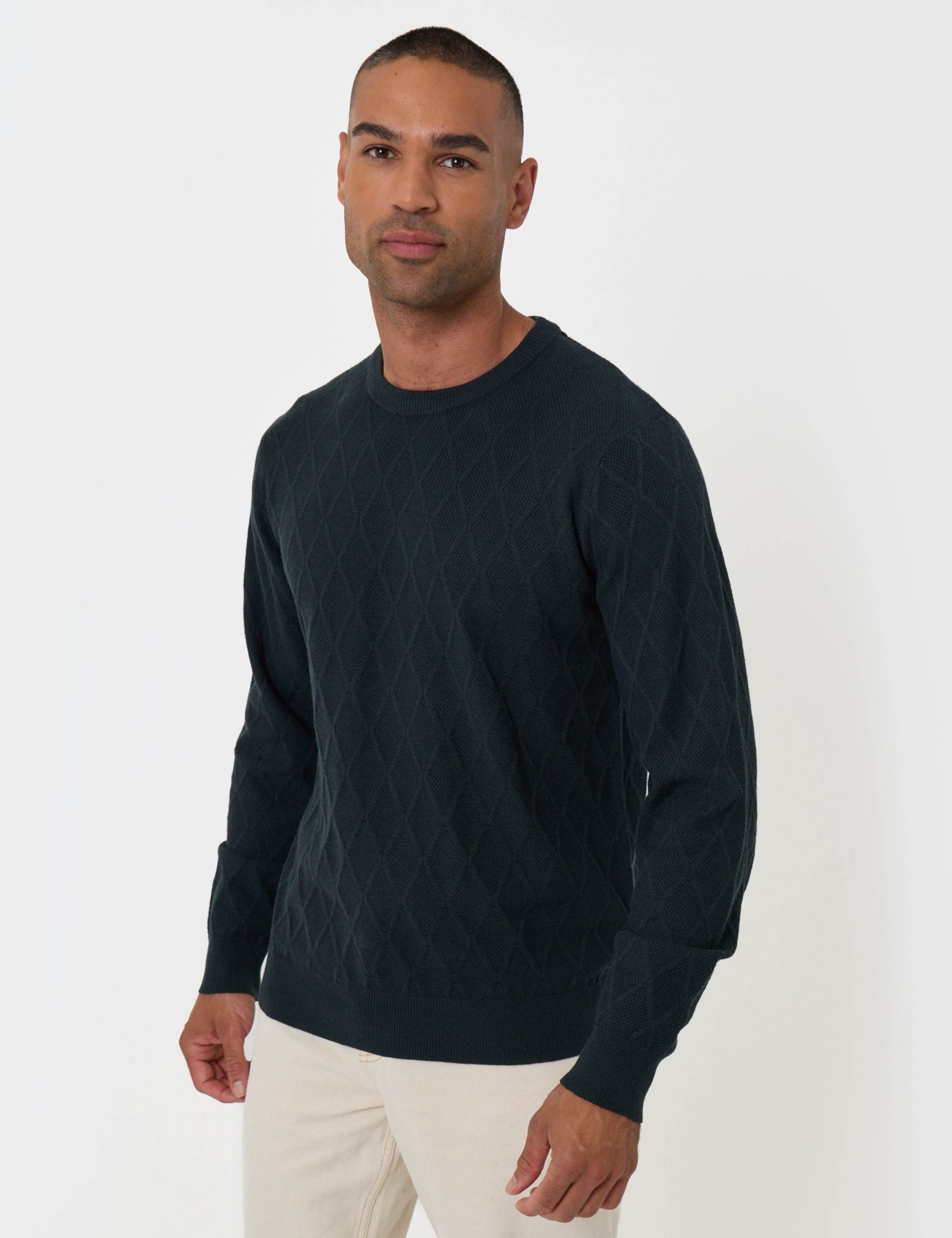 Diamond Textured Crew Neck Jumper 1 of 7