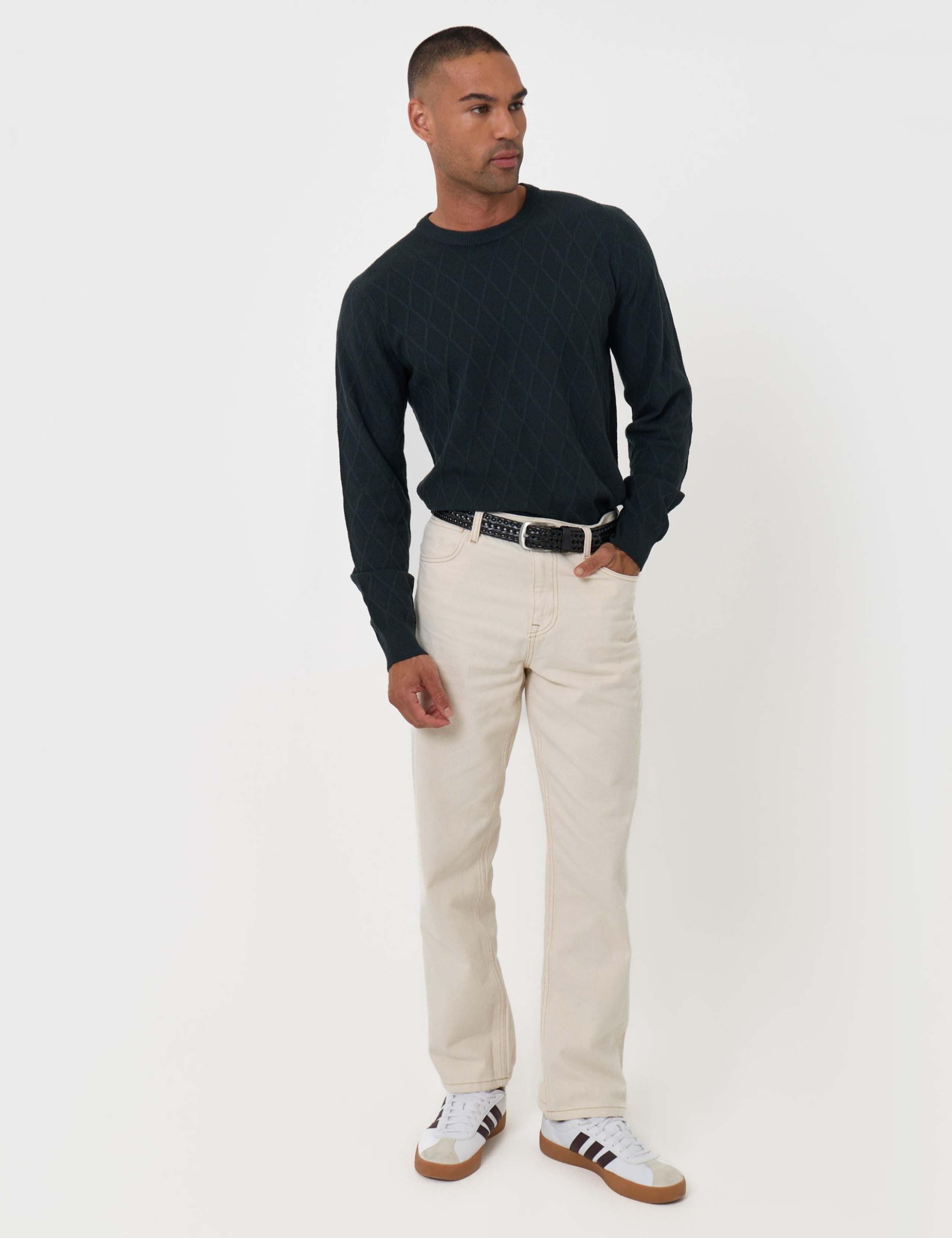 Diamond Textured Crew Neck Jumper 3 of 7
