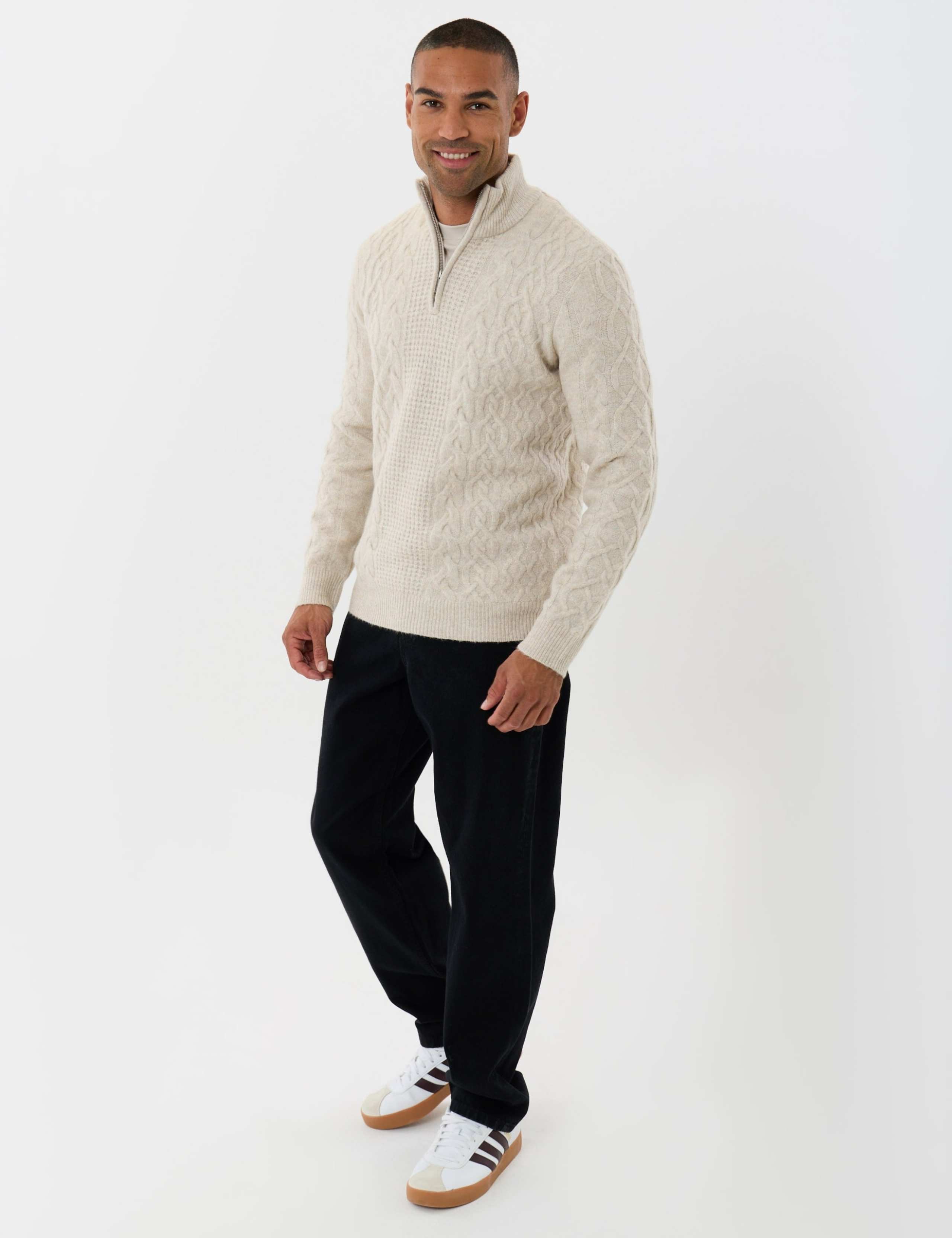 Cable Knit Jumper with Quarter Zip 3 of 6