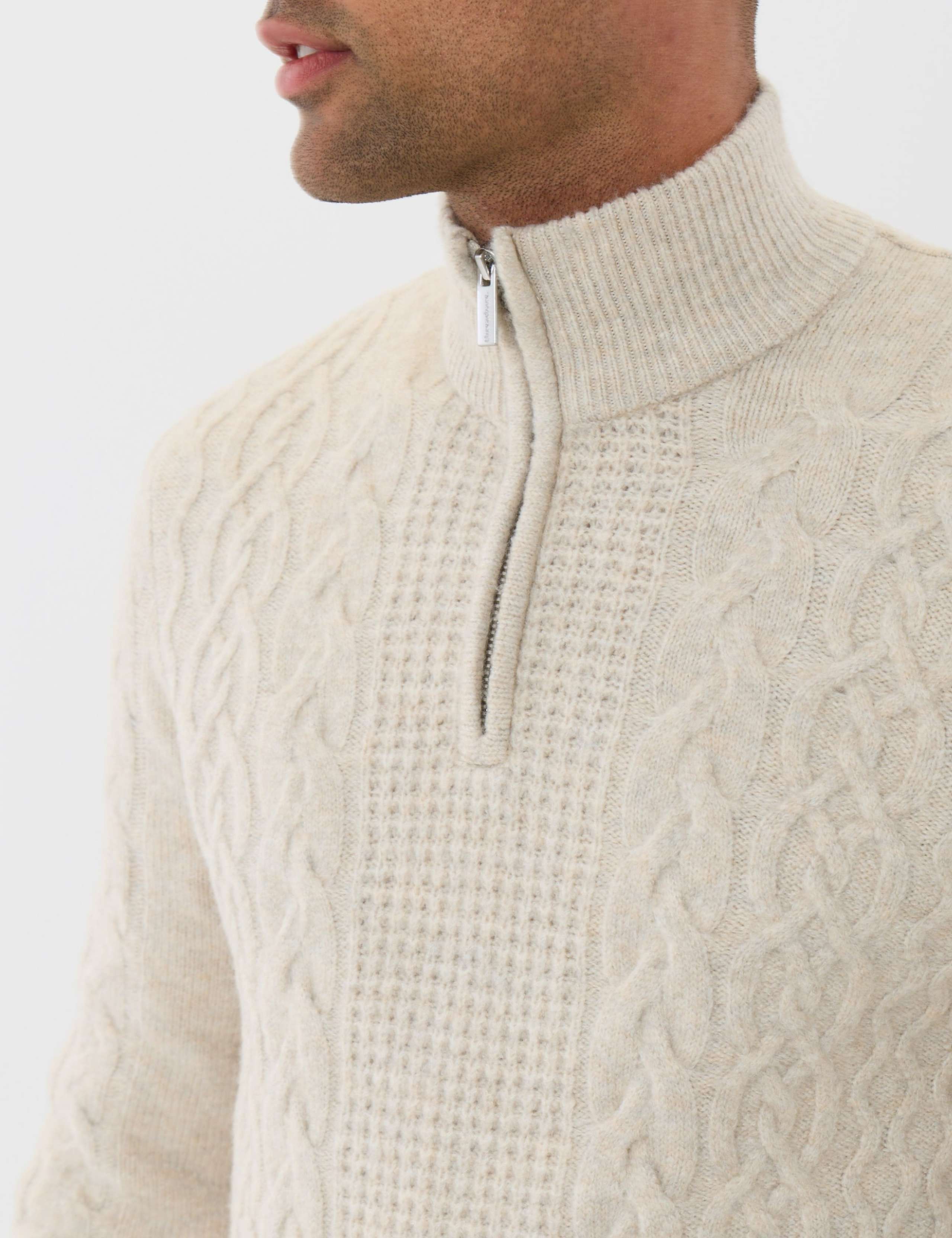 Cable Knit Jumper with Quarter Zip 4 of 6