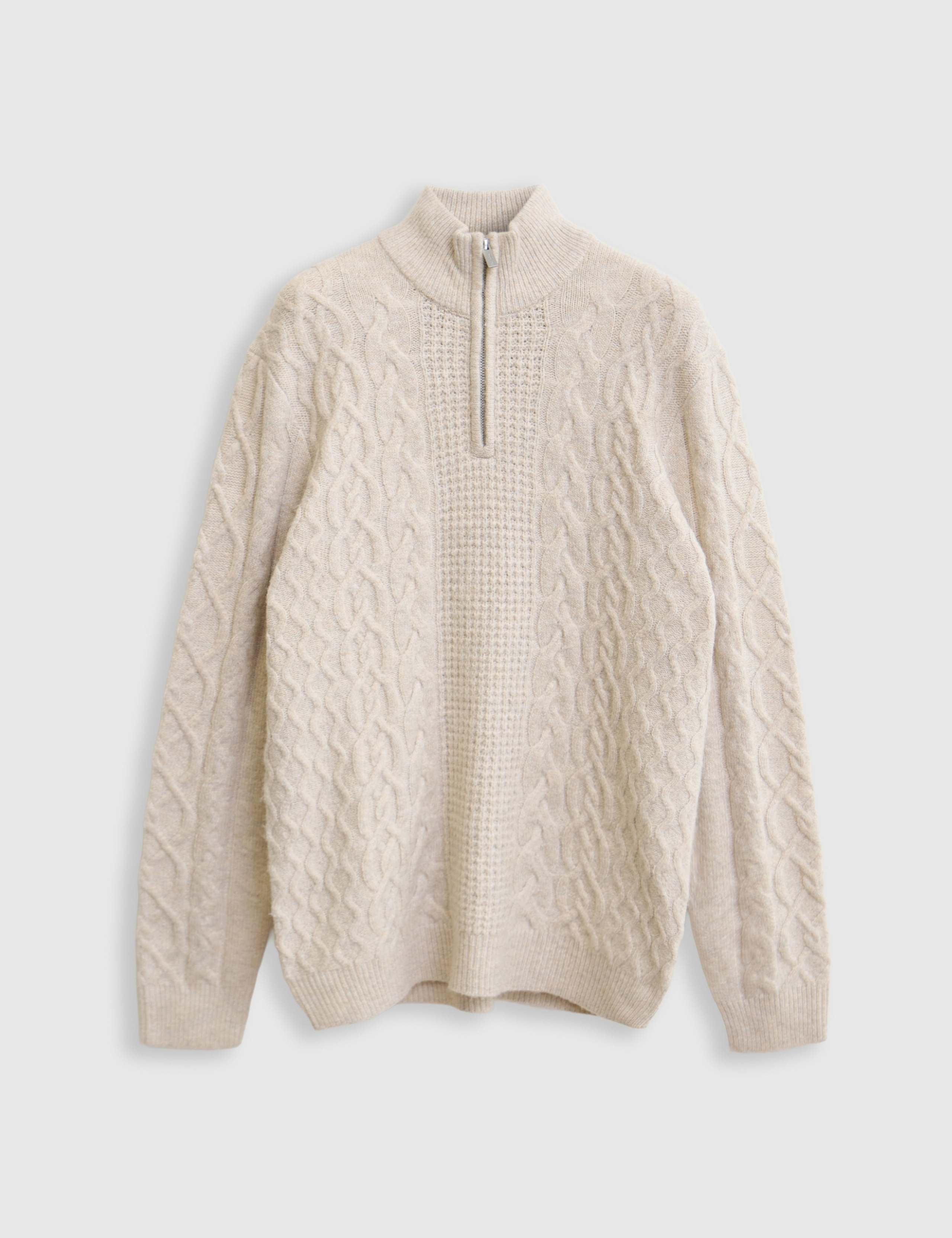Cable Knit Jumper with Quarter Zip 2 of 6