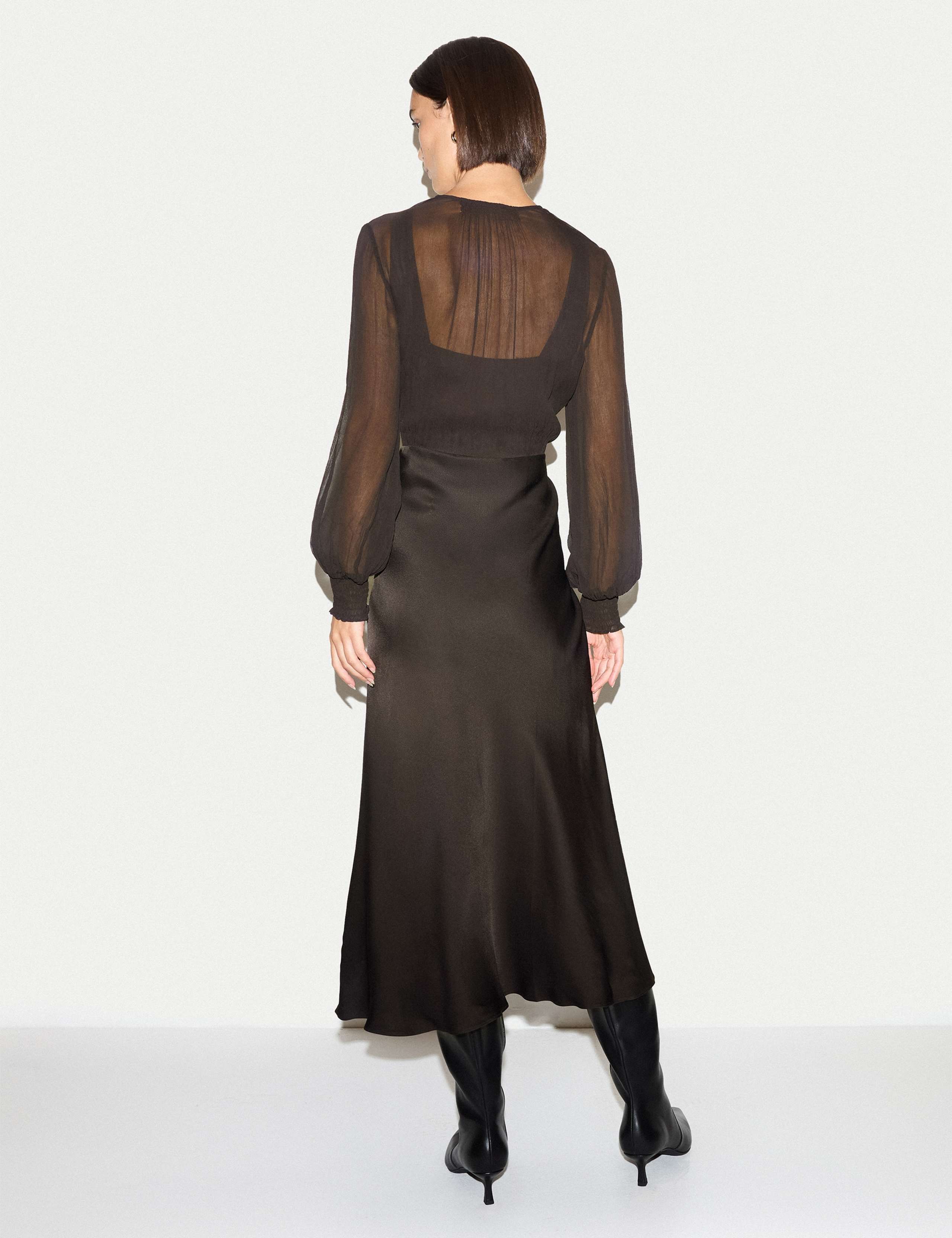 Long Sleeve Bias Midi Dress 4 of 5