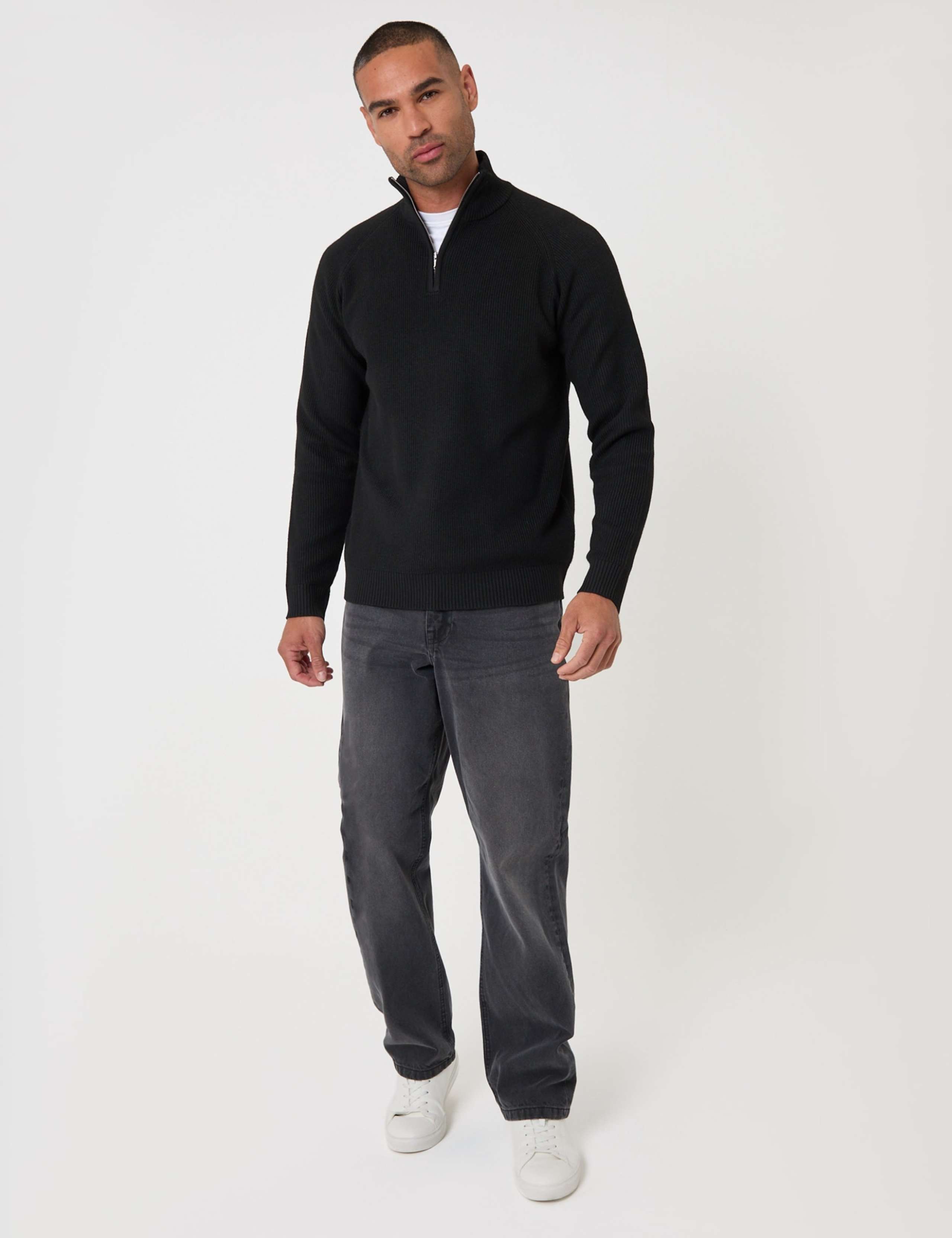 Textured Quarter Zip Funnel Neck Jumper 3 of 6