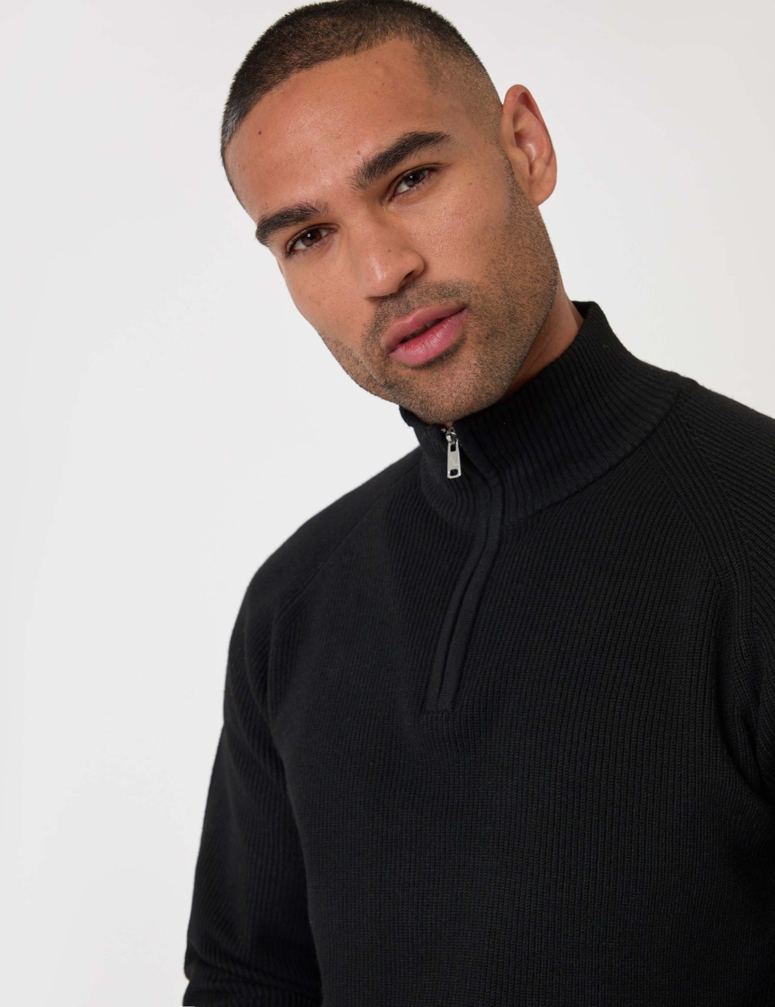 Textured Quarter Zip Funnel Neck Jumper 4 of 6