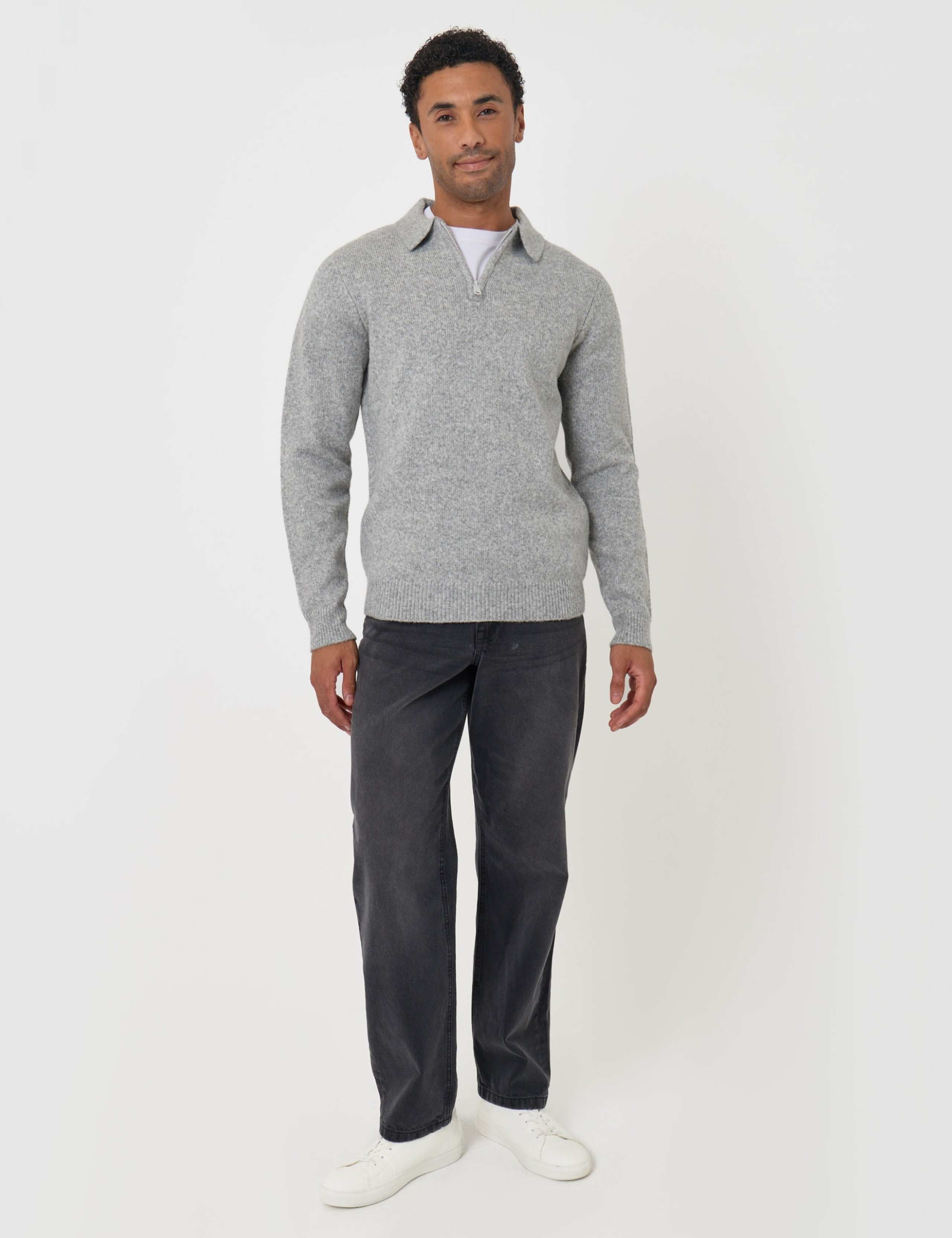 Textured Quarter Zip Polo Neck Jumper 3 of 6