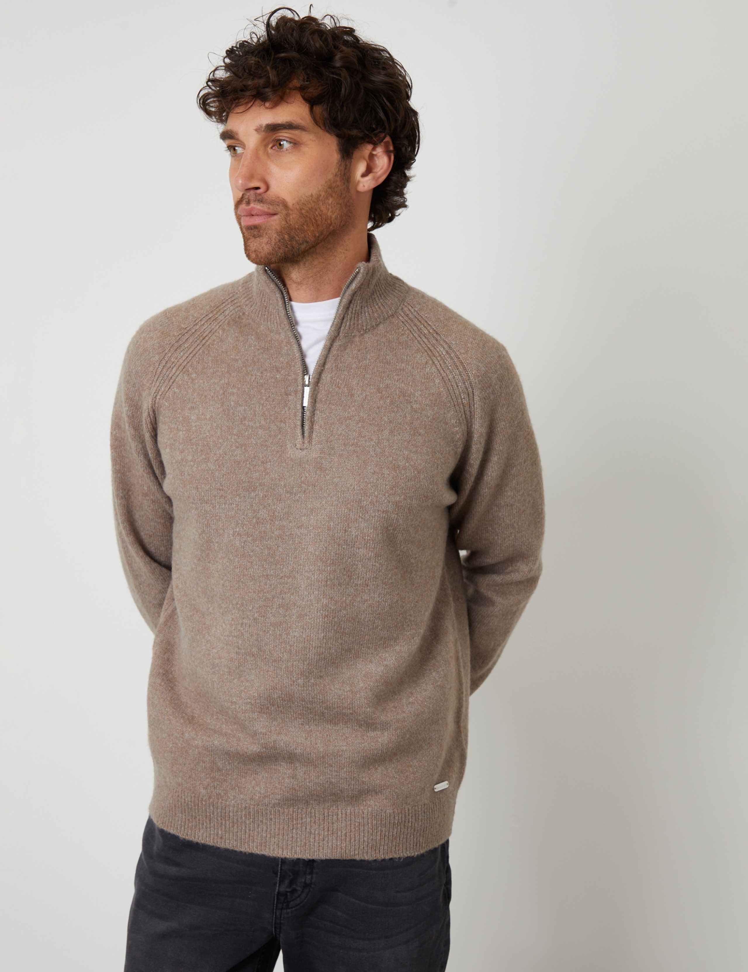 Raglan Rib Quarter Zip Knitted Jumper 1 of 5