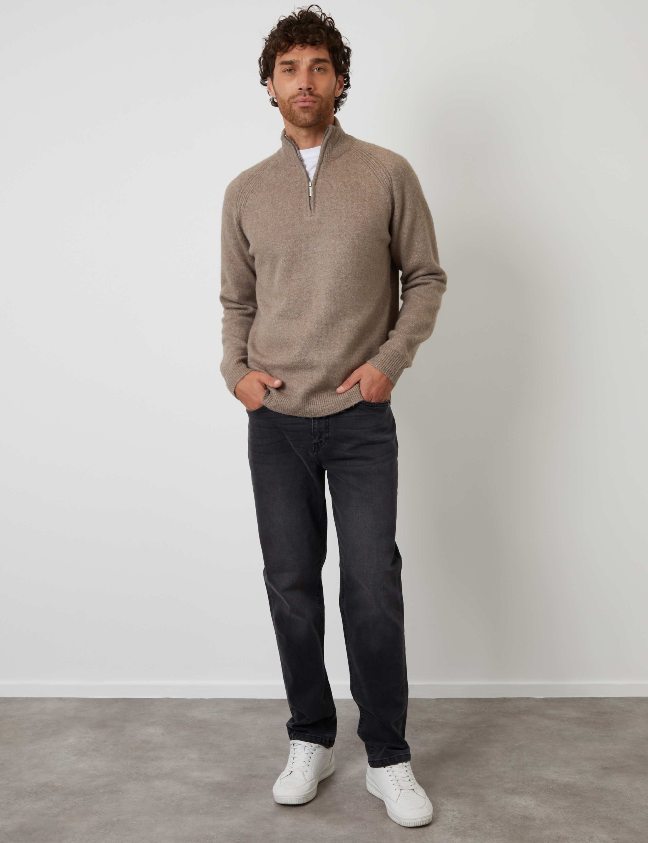 Raglan Rib Quarter Zip Knitted Jumper 3 of 5