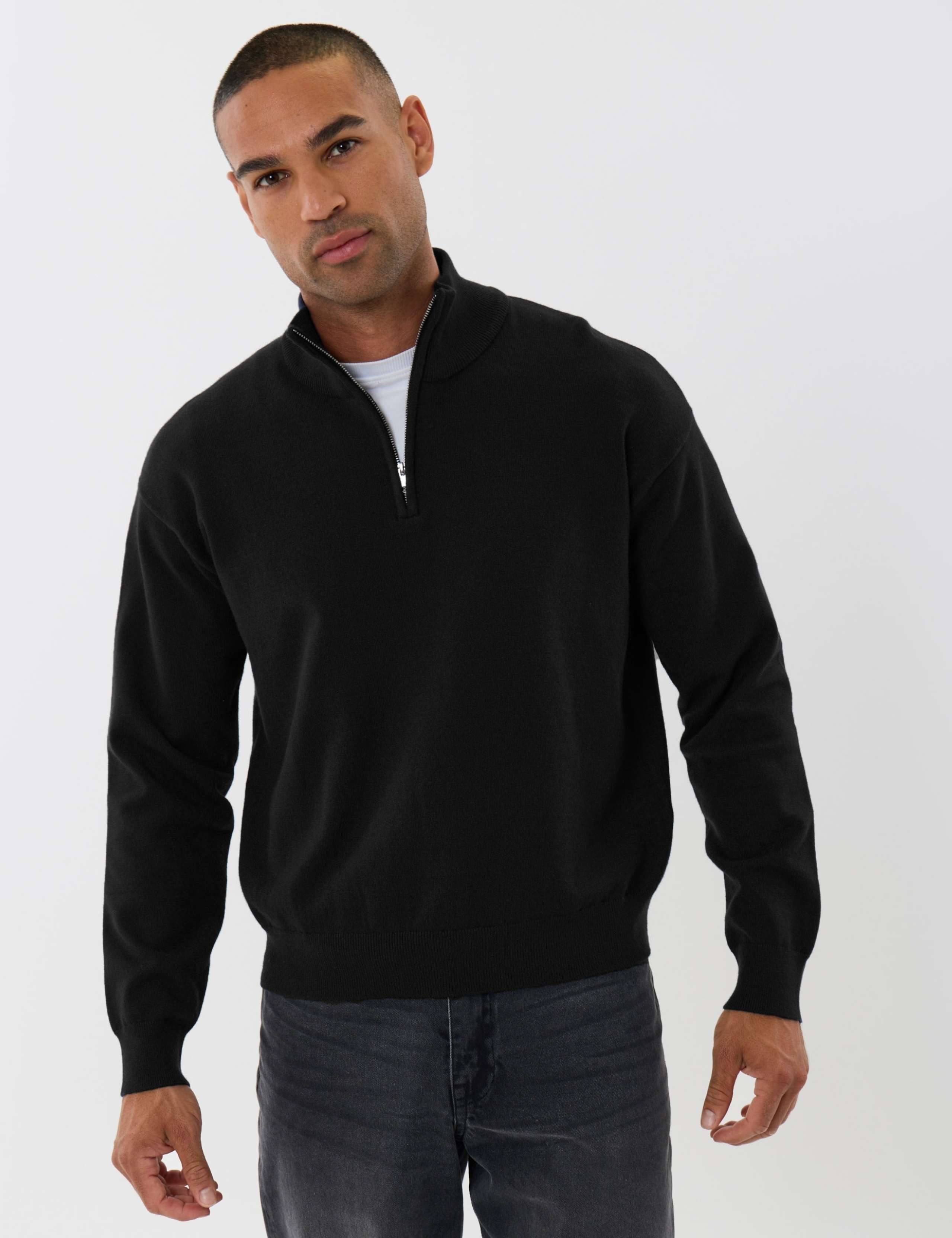 Supersoft Relaxed Fit Funnel Neck Quarter Zip Jumper 1 of 5