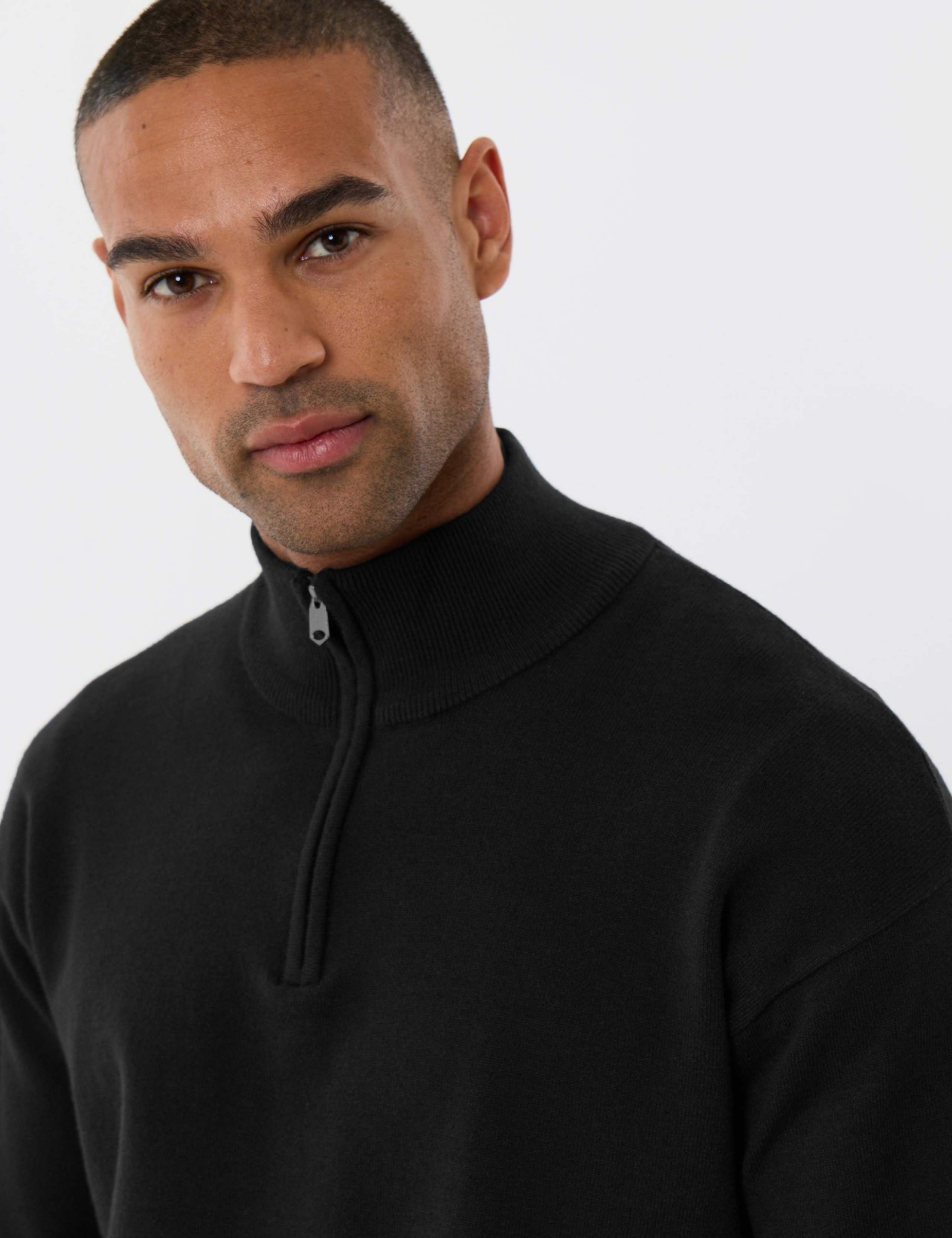 Supersoft Relaxed Fit Funnel Neck Quarter Zip Jumper 4 of 5