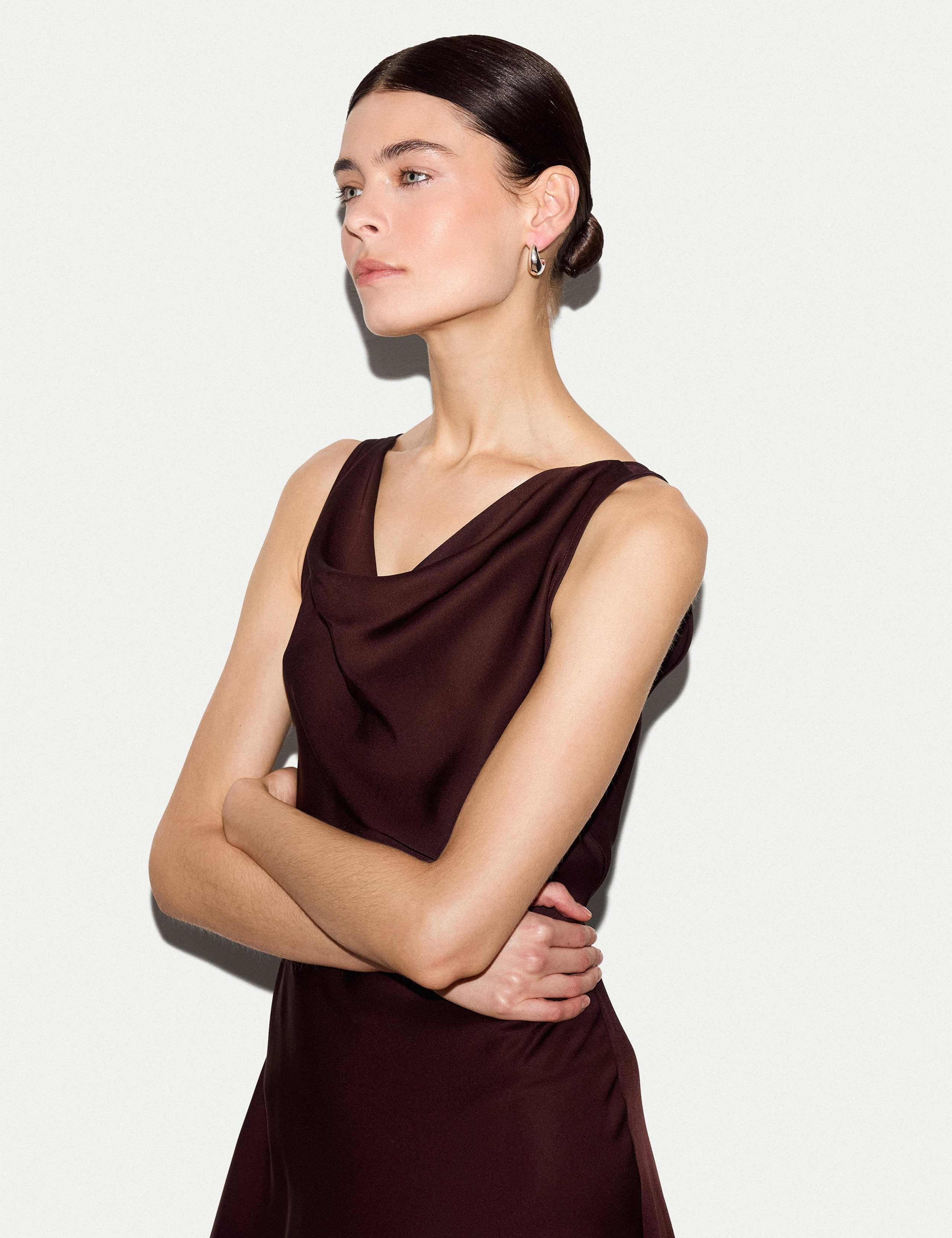 Satin Cowl Neck Midi Dress 5 of 6