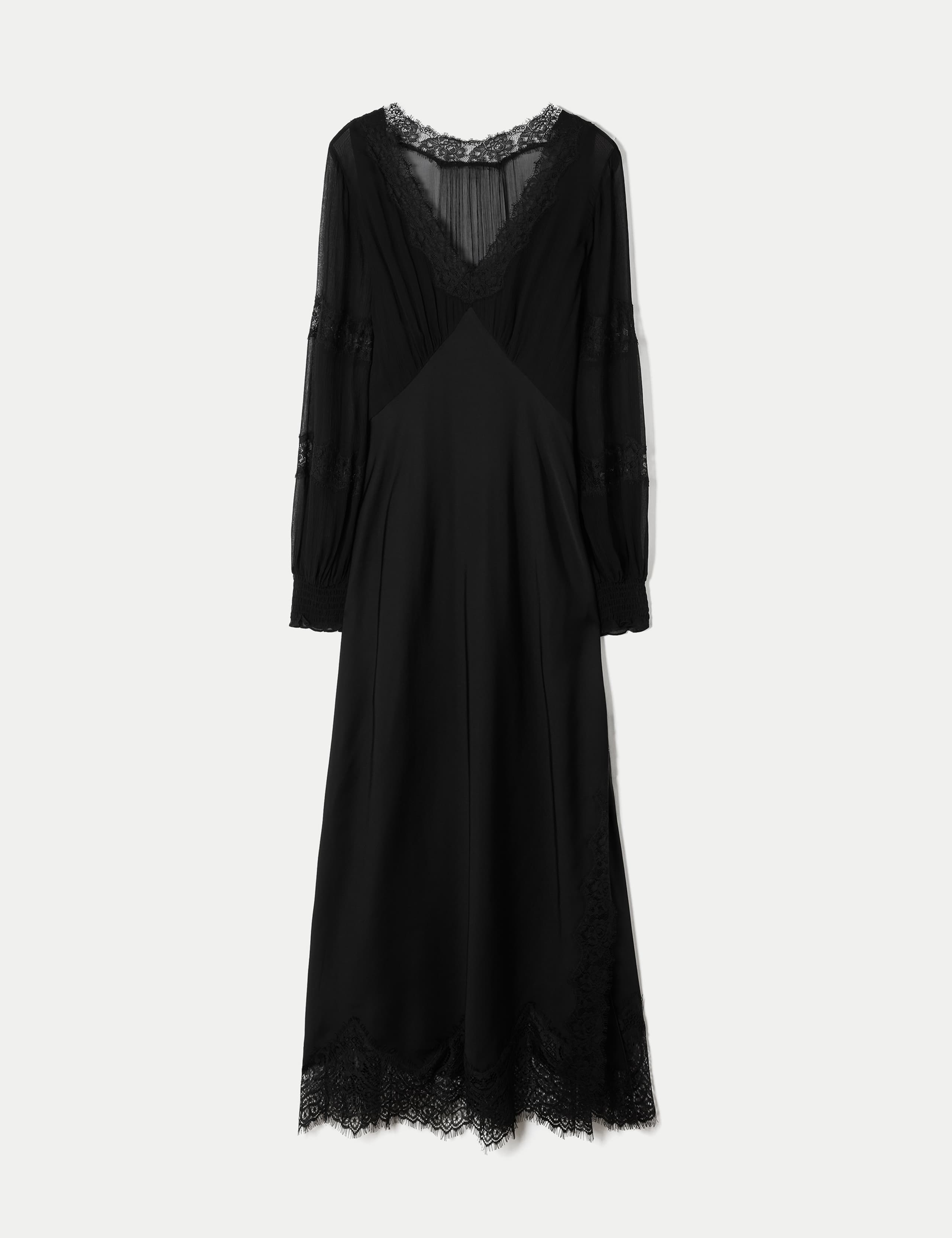 Satin Lace Trim Midi Dress 2 of 5