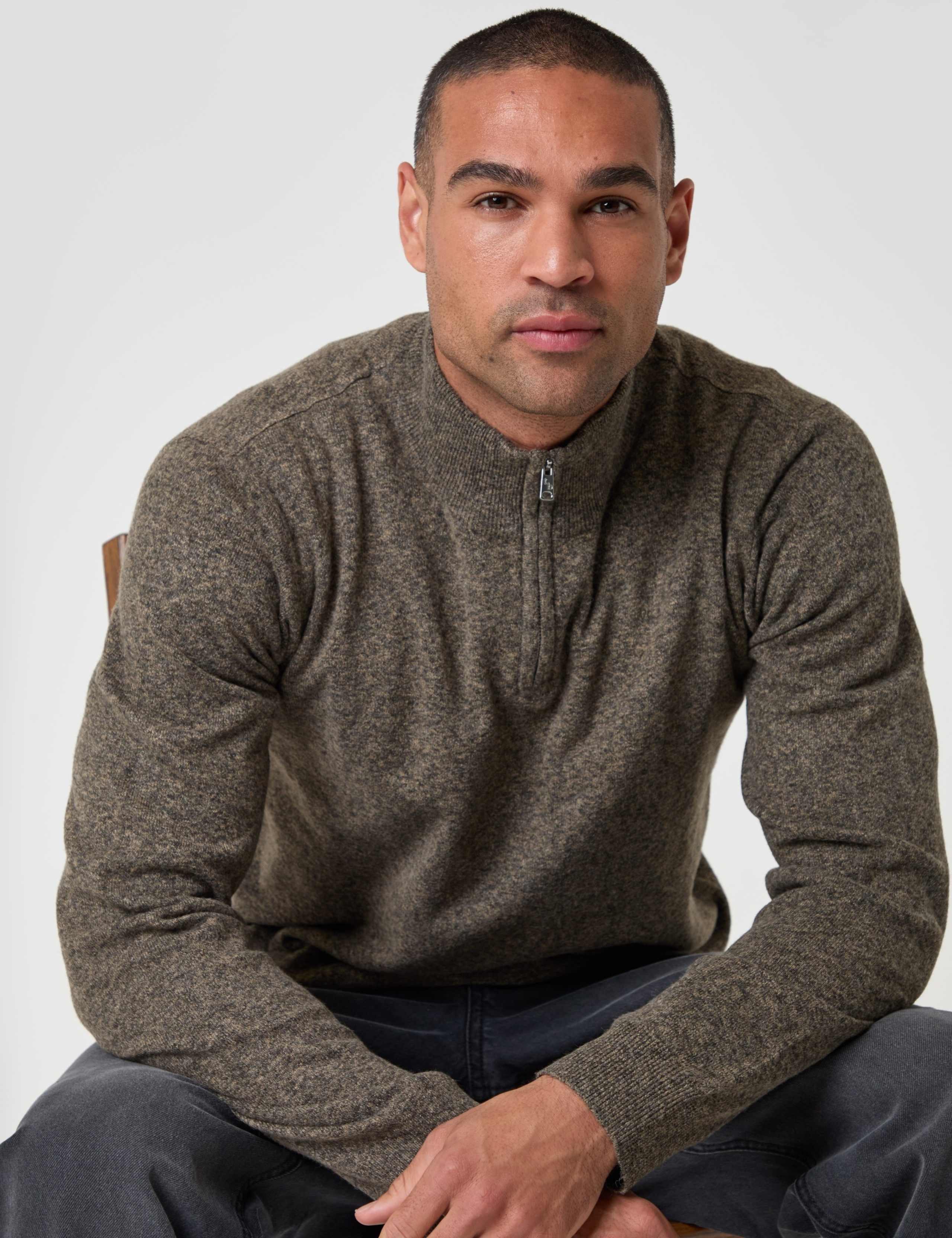 Textured Knit Quarter Zip Funnel Neck Jumper 1 of 8