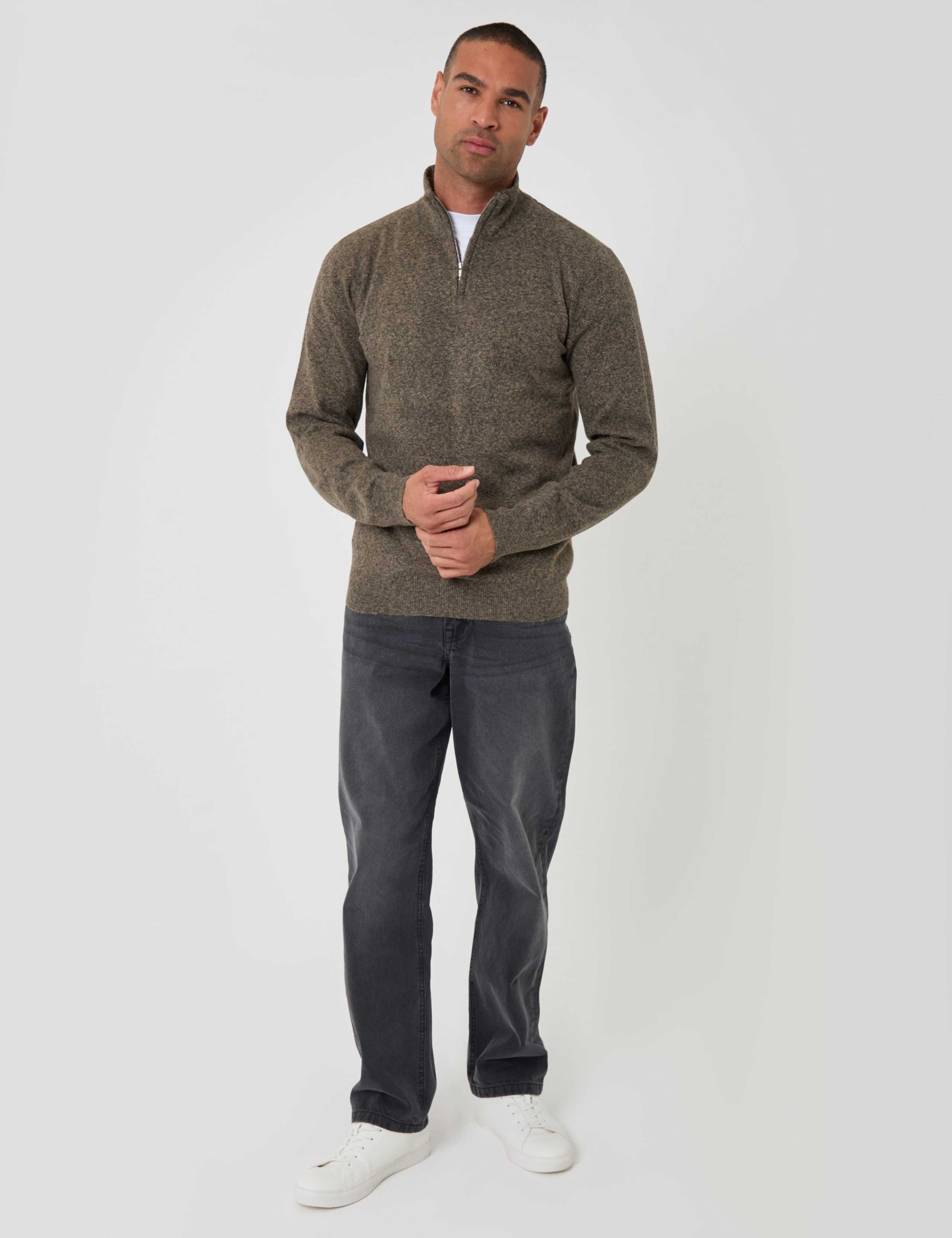 Textured Knit Quarter Zip Funnel Neck Jumper 3 of 8