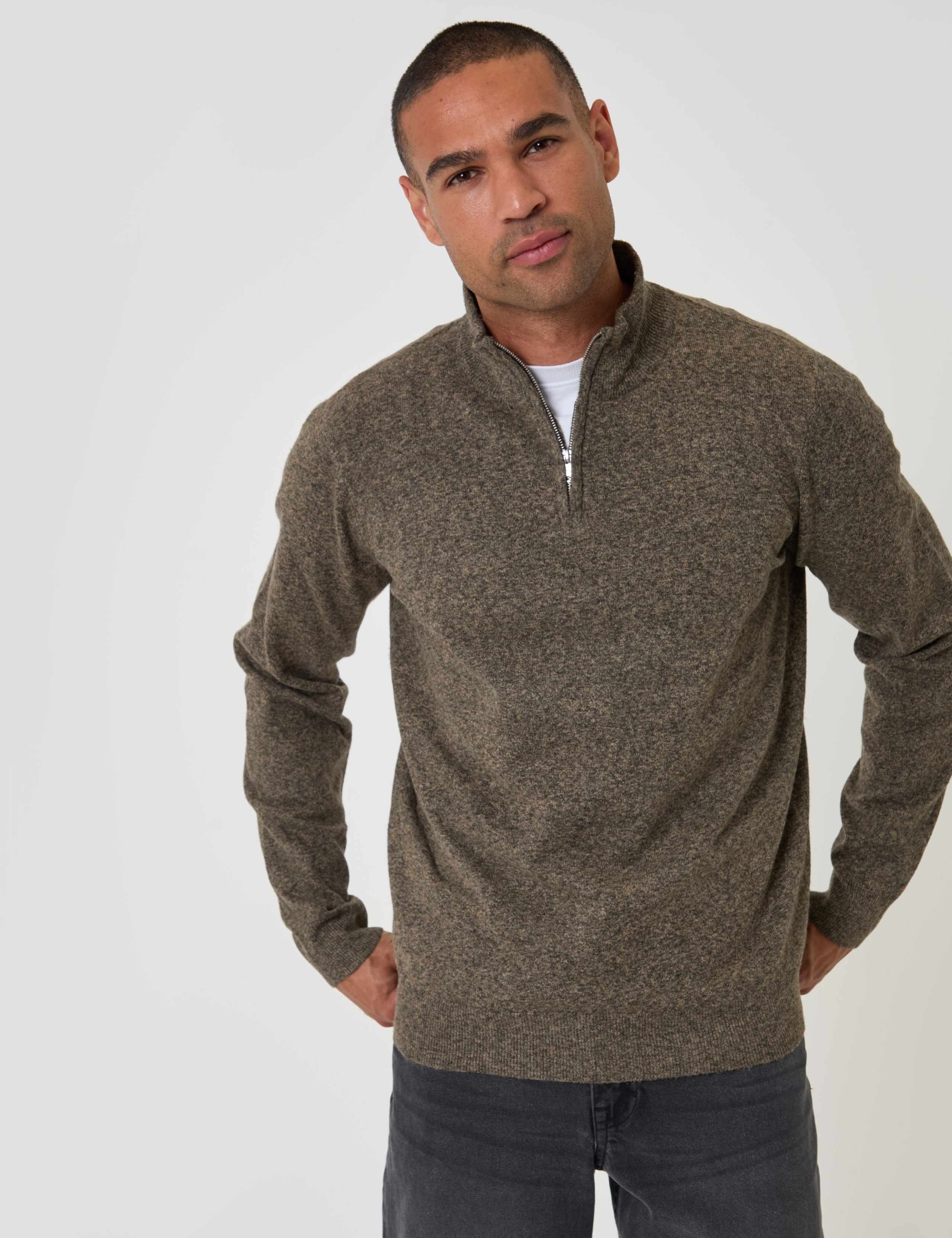 Textured Knit Quarter Zip Funnel Neck Jumper 4 of 8