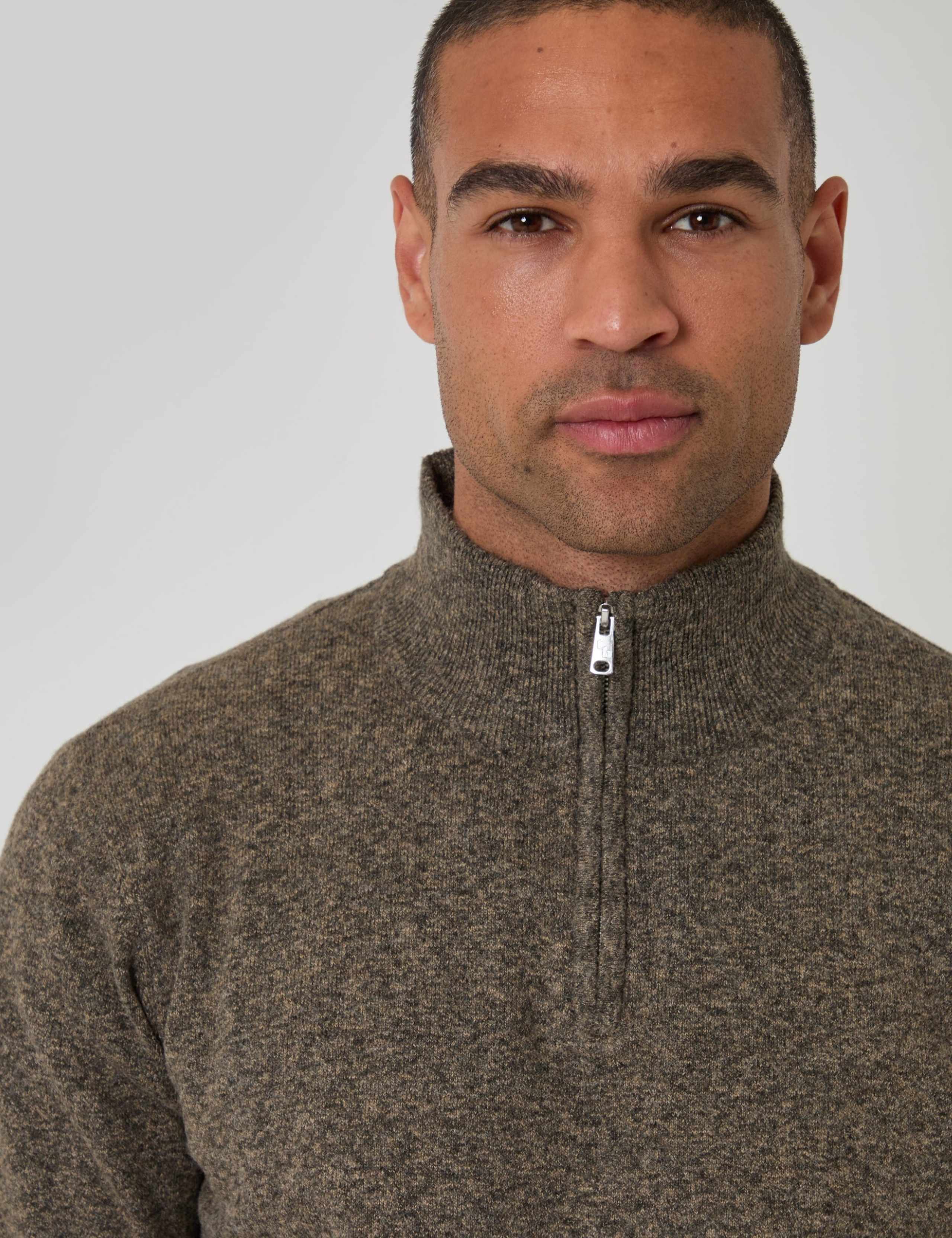 Textured Knit Quarter Zip Funnel Neck Jumper 5 of 8