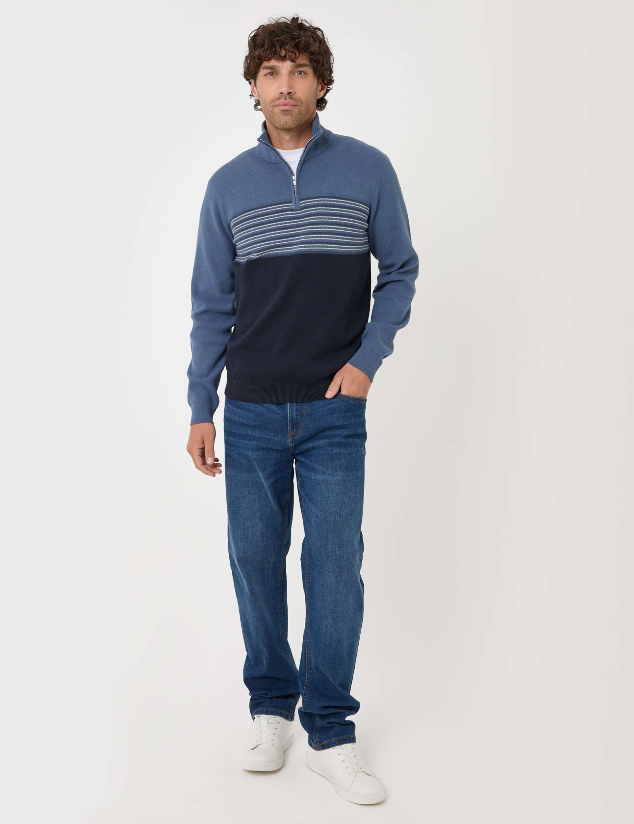 Cotton Rich Textured Quarter Zip Jumper 3 of 6