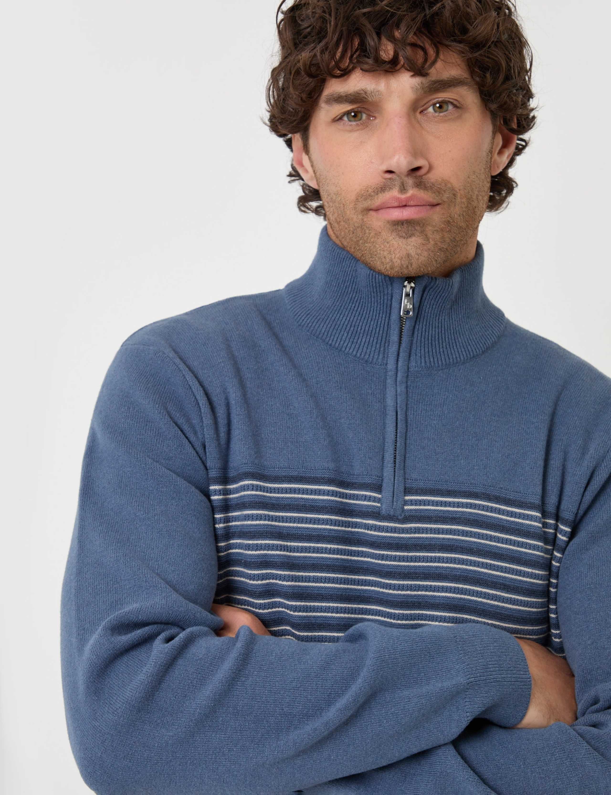 Cotton Rich Textured Quarter Zip Jumper 4 of 6