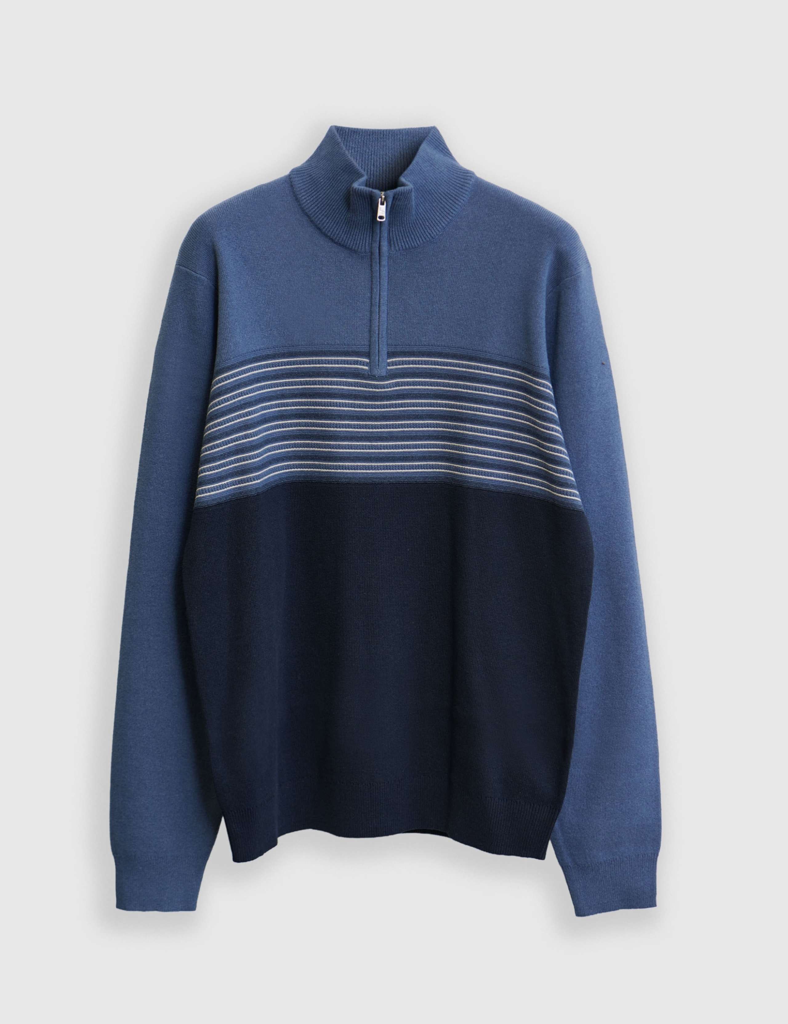 Cotton Rich Textured Quarter Zip Jumper 2 of 6