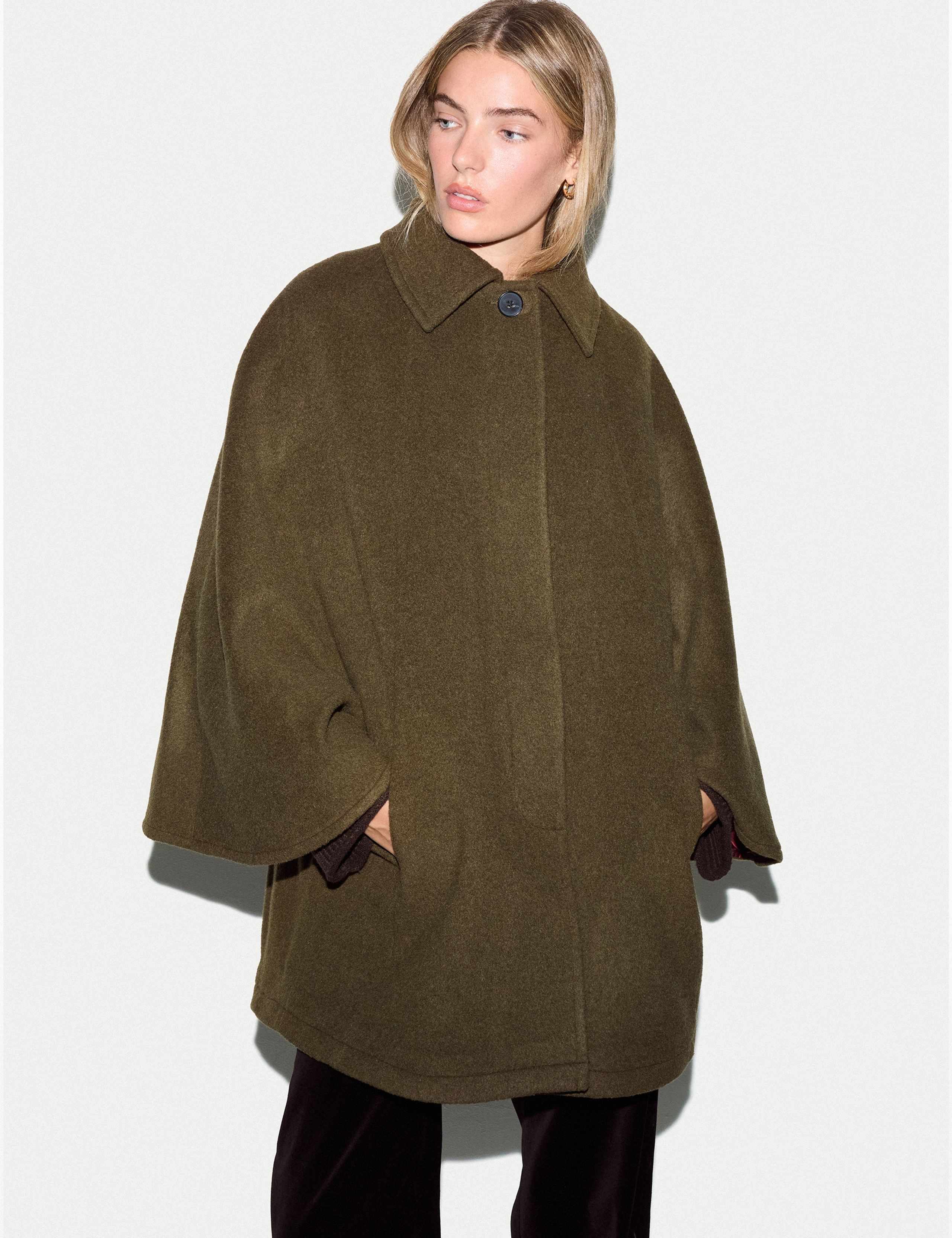 Pure Wool Oversized Collared Cape 1 of 6