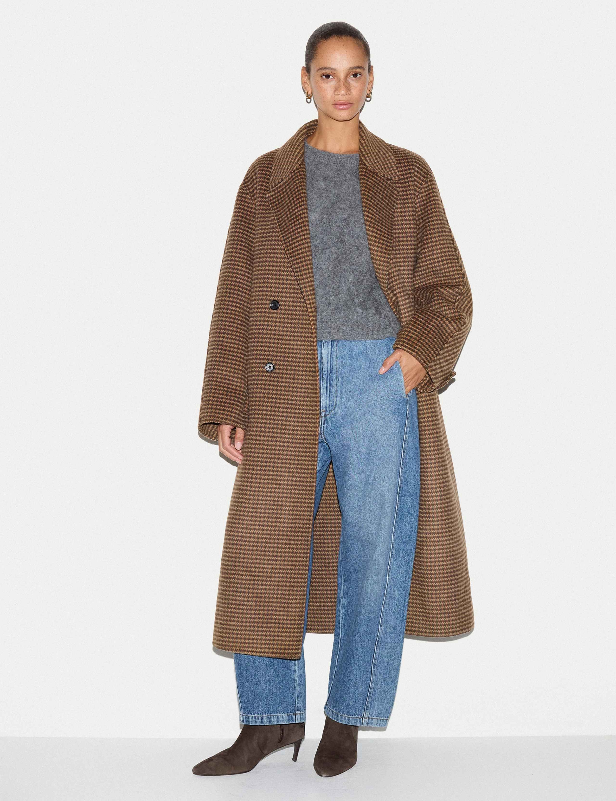 Double Faced Wool Blend Checked Coat 2 of 5