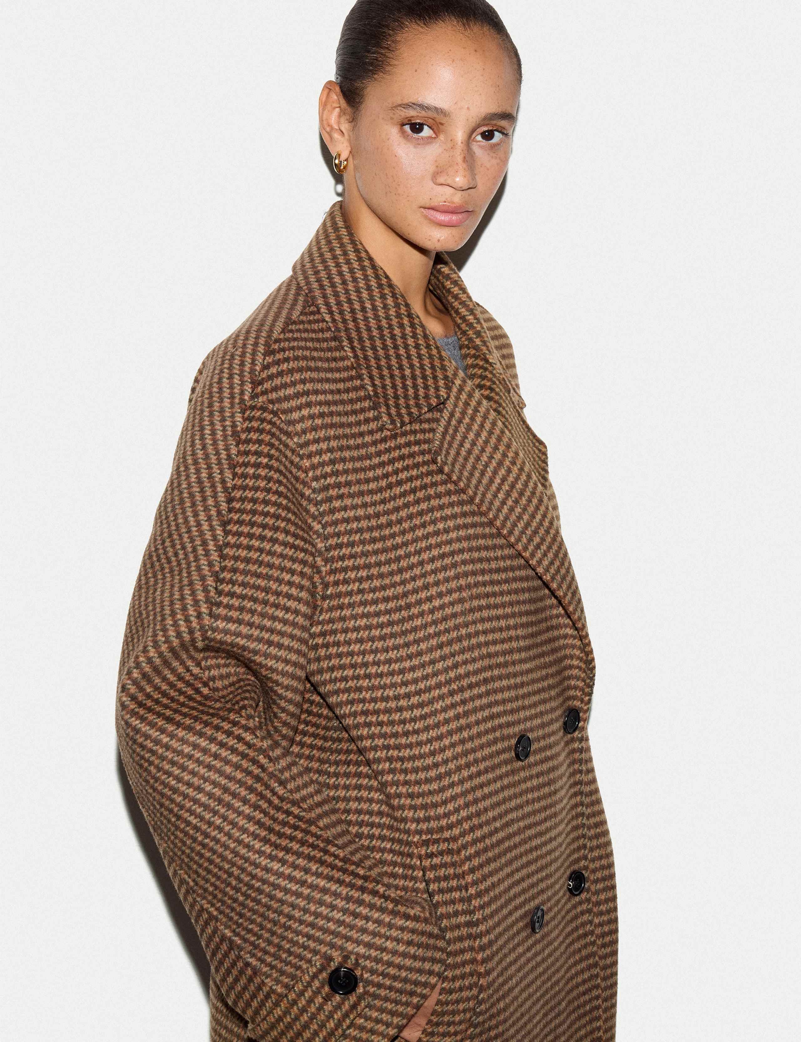 Double Faced Wool Blend Checked Coat 3 of 5
