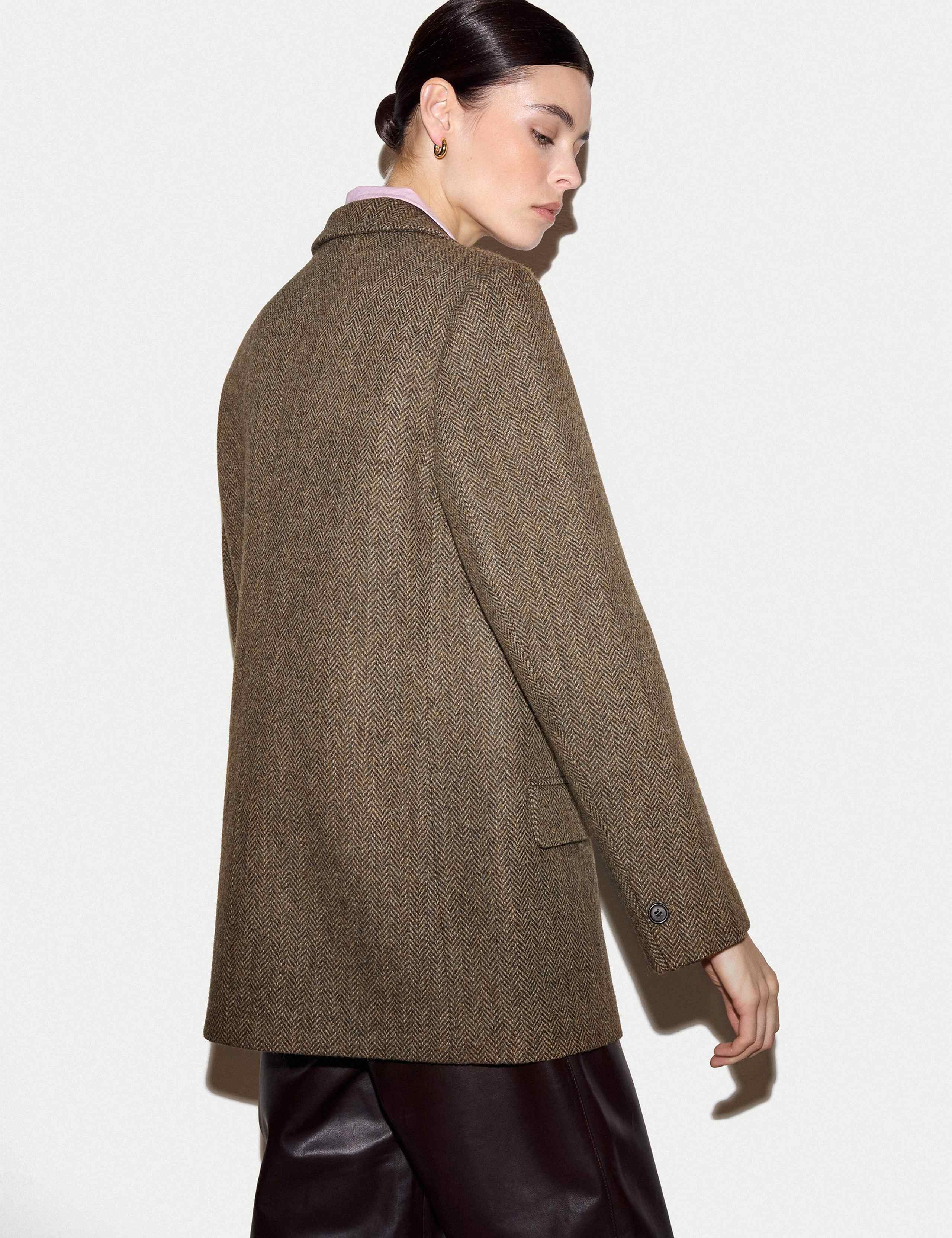 Wool Blend Twill Single Breasted Blazer 3 of 7