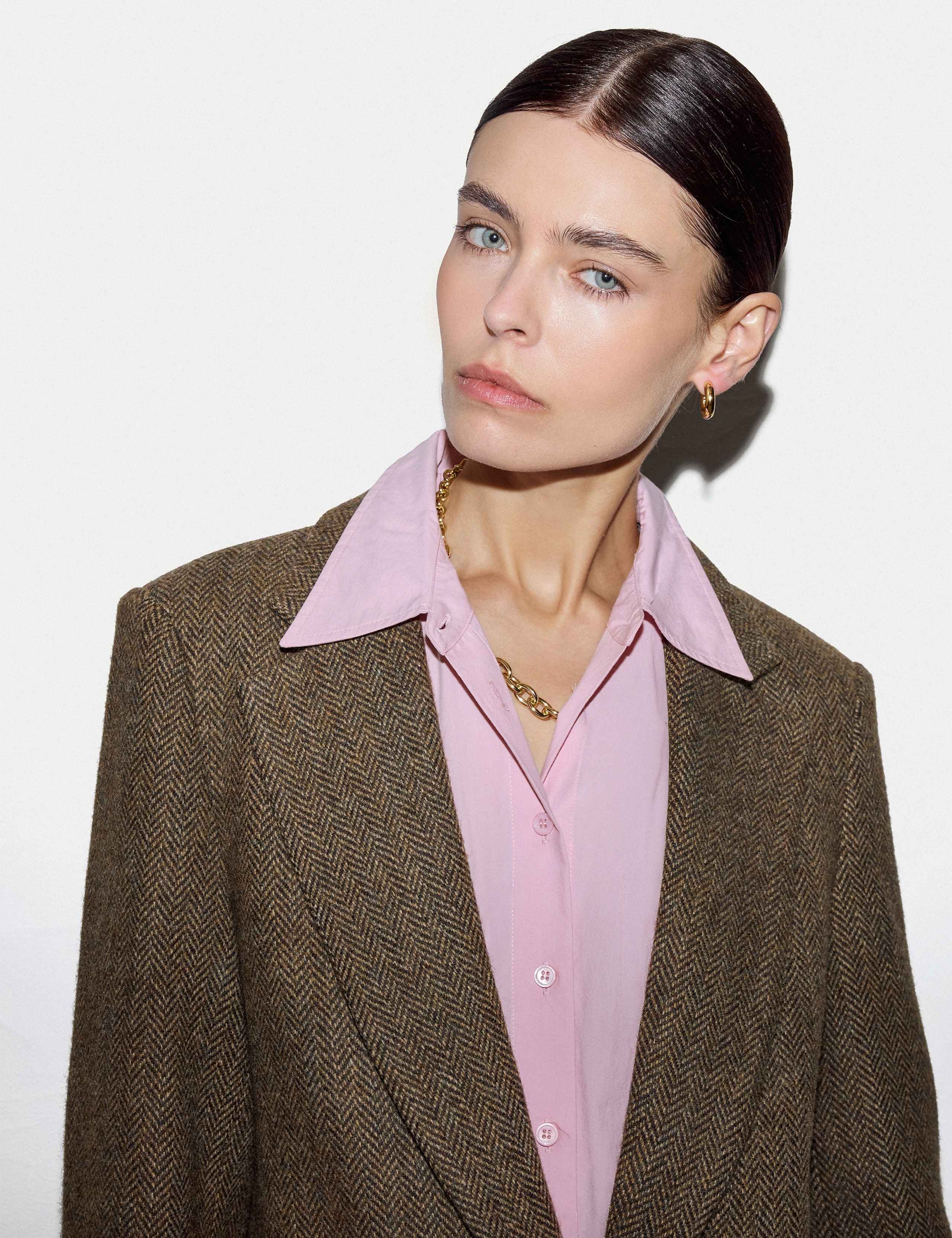 Wool Blend Twill Single Breasted Blazer 4 of 7