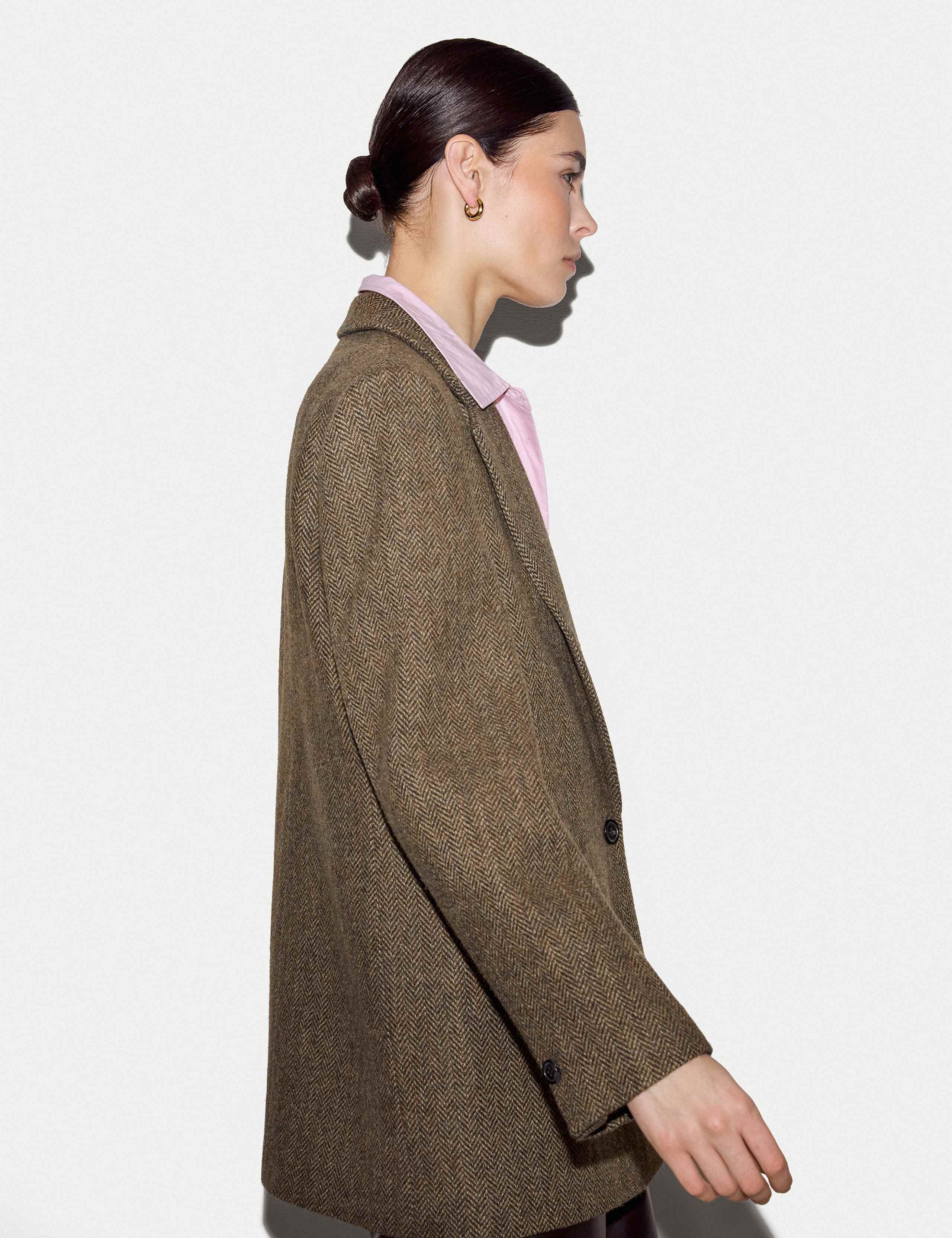 Wool Blend Twill Single Breasted Blazer 6 of 7