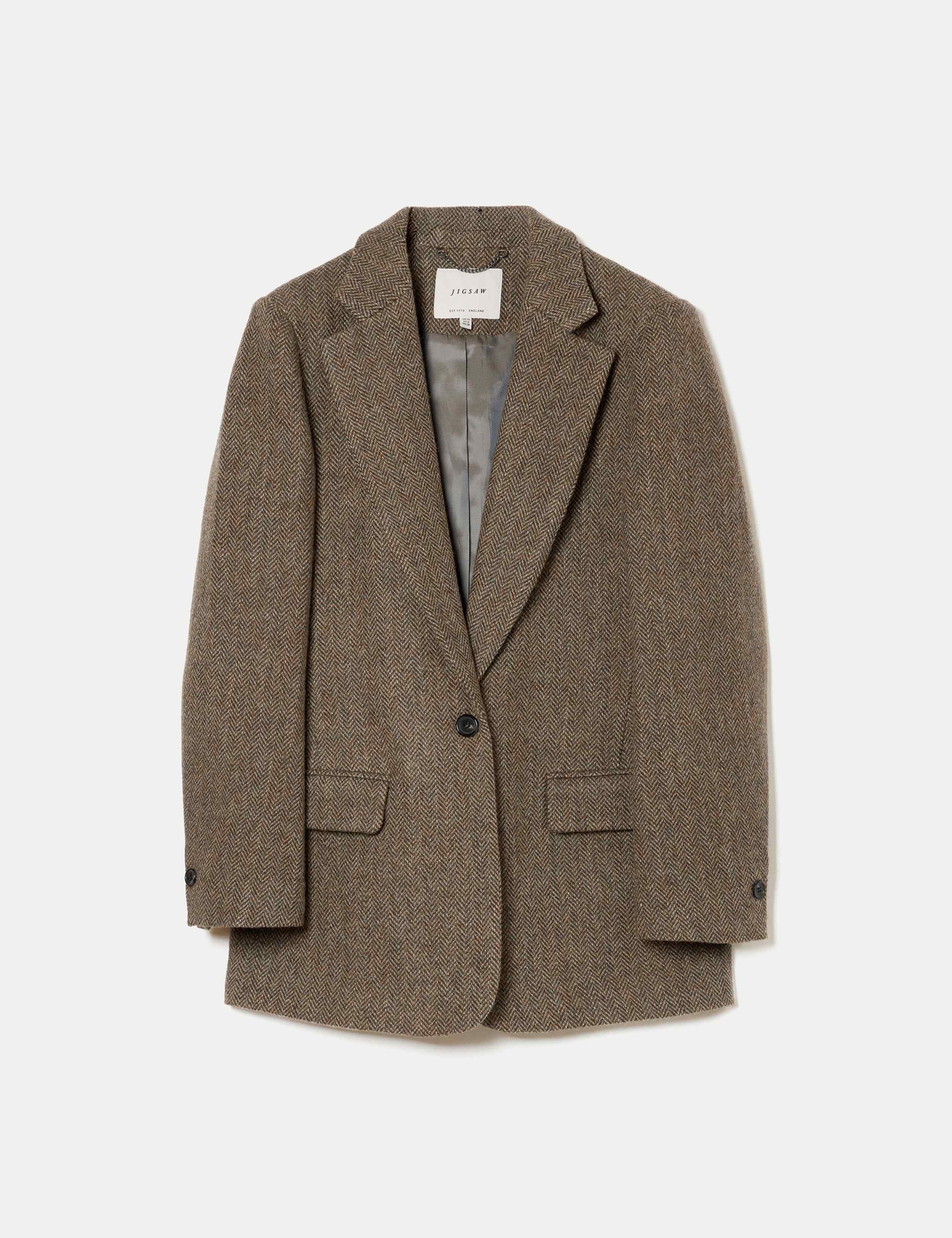 Wool Blend Twill Single Breasted Blazer 2 of 7