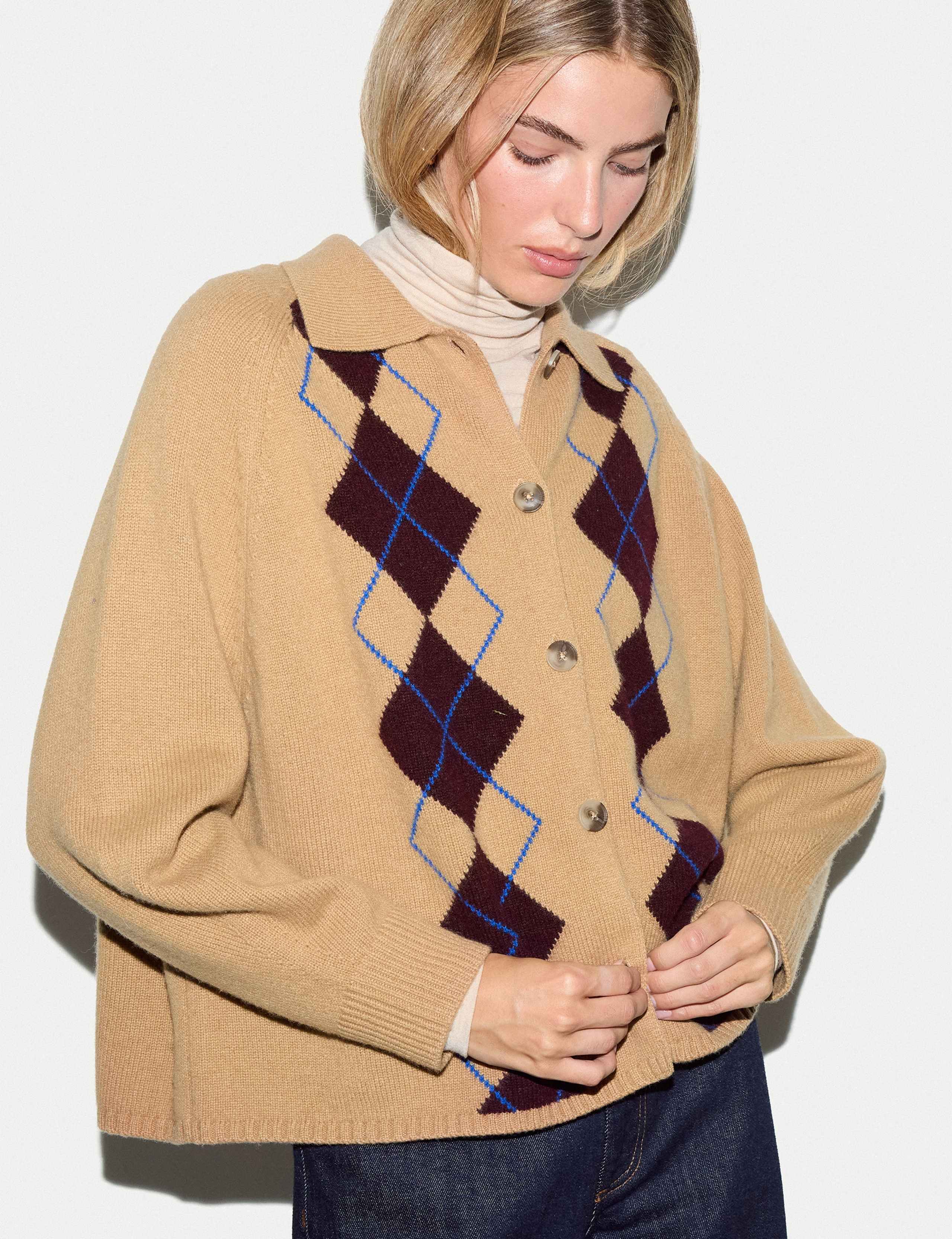 Wool Rich Argyle Collared Cardigan 3 of 6