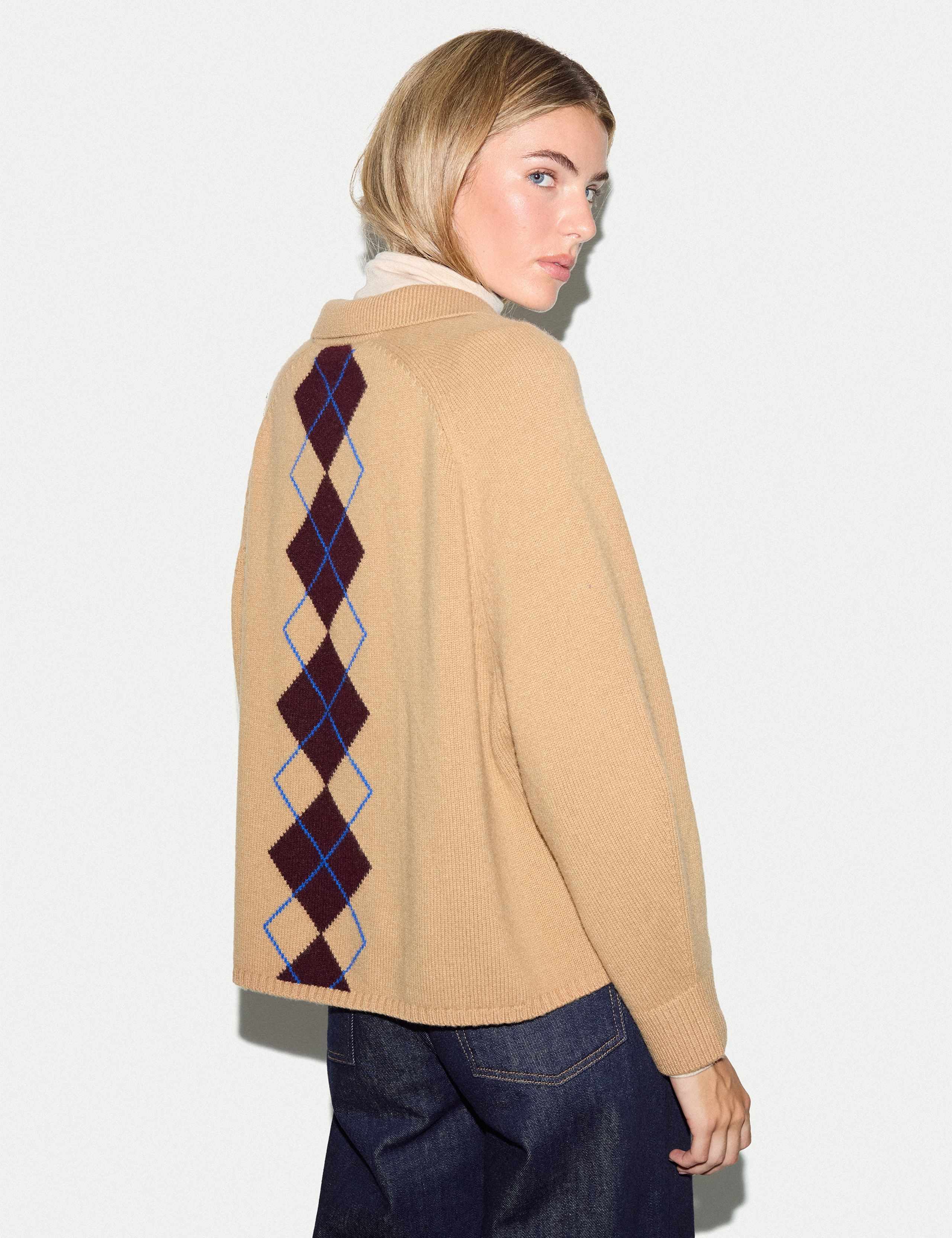 Wool Rich Argyle Collared Cardigan 5 of 6
