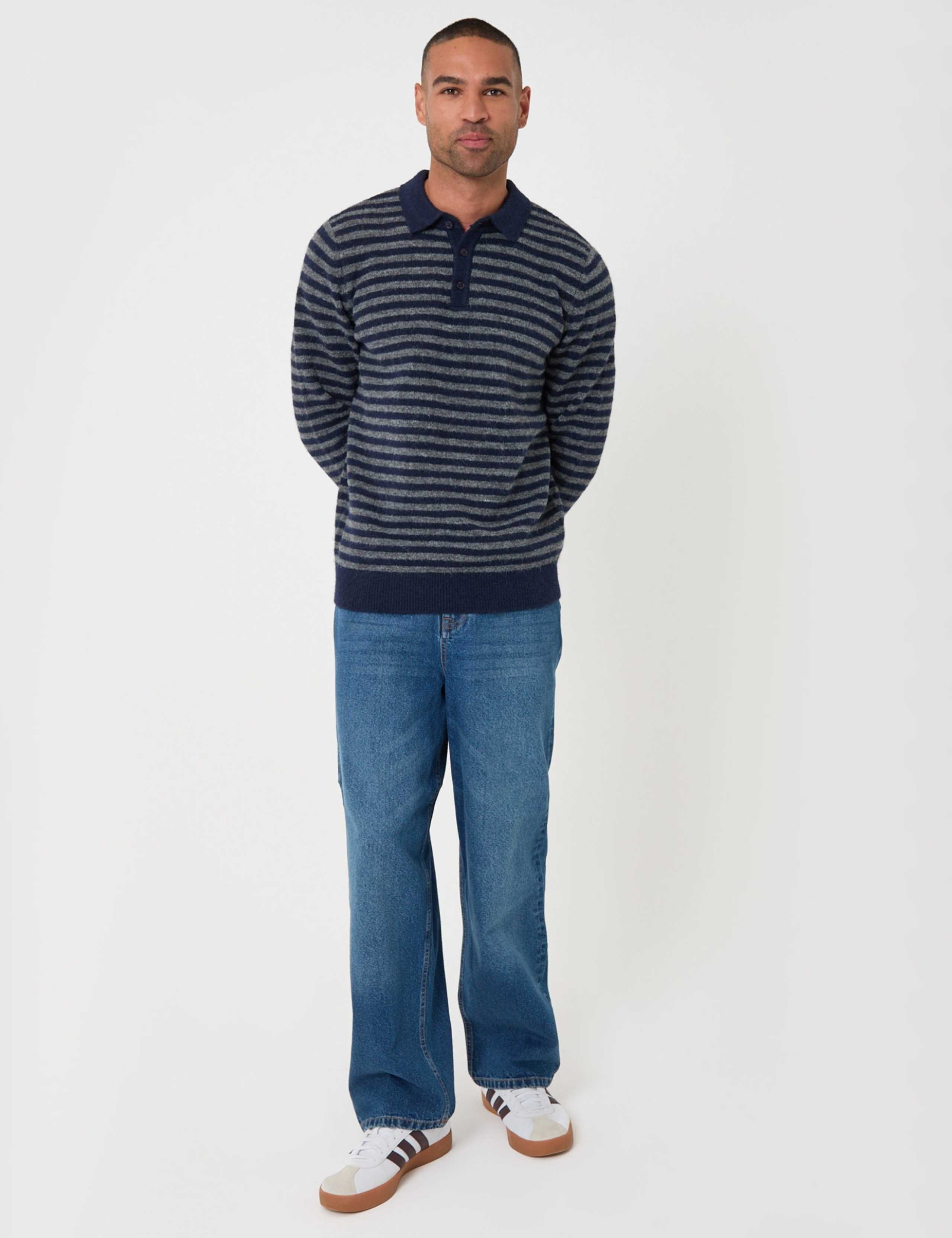 Heavyweight Striped Long Sleeve Polo Shirt 3 of 7