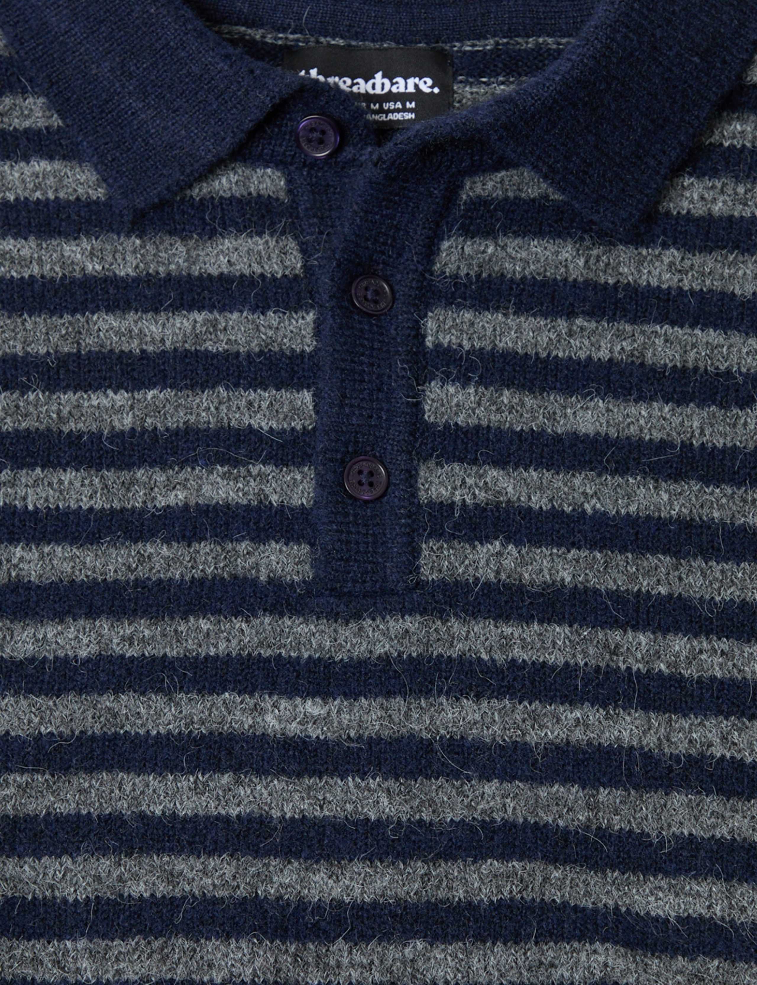 Heavyweight Striped Long Sleeve Polo Shirt 7 of 7