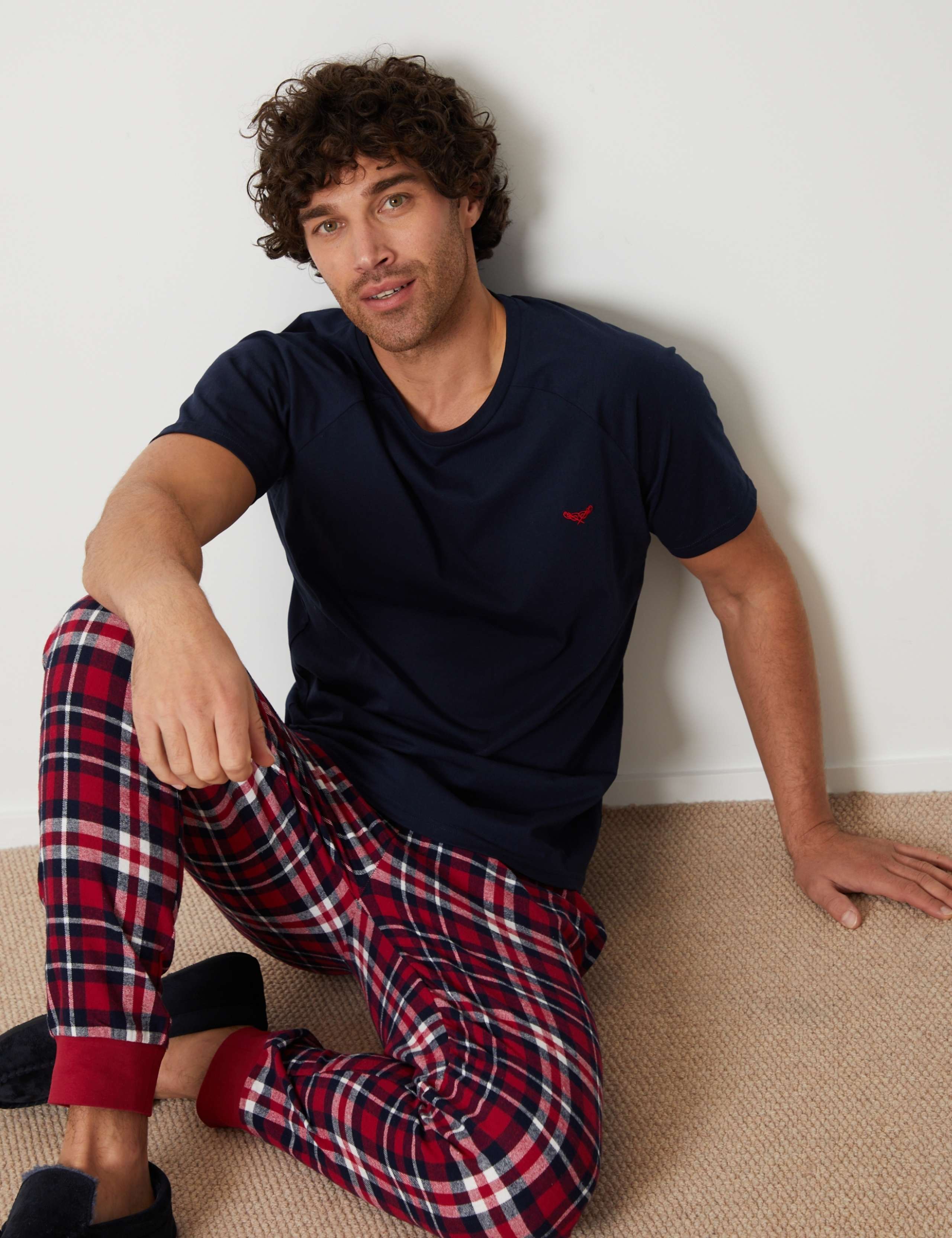 Cotton Rich Checked T-Shirt Pyjama Set 4 of 5