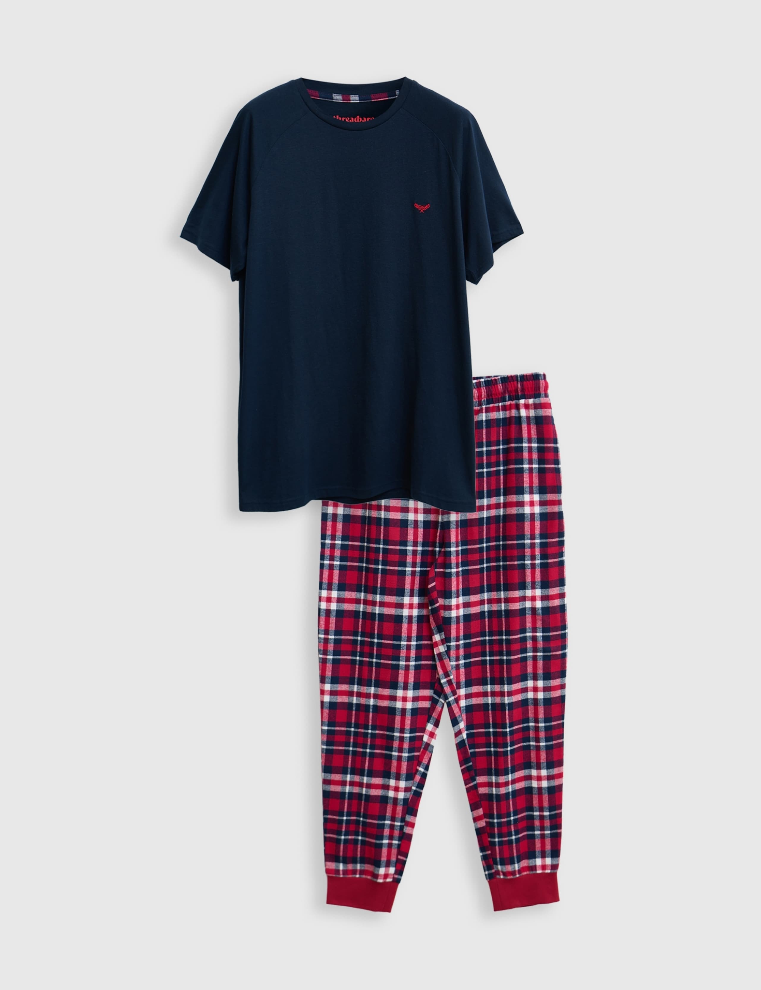 Cotton Rich Checked T-Shirt Pyjama Set 2 of 5
