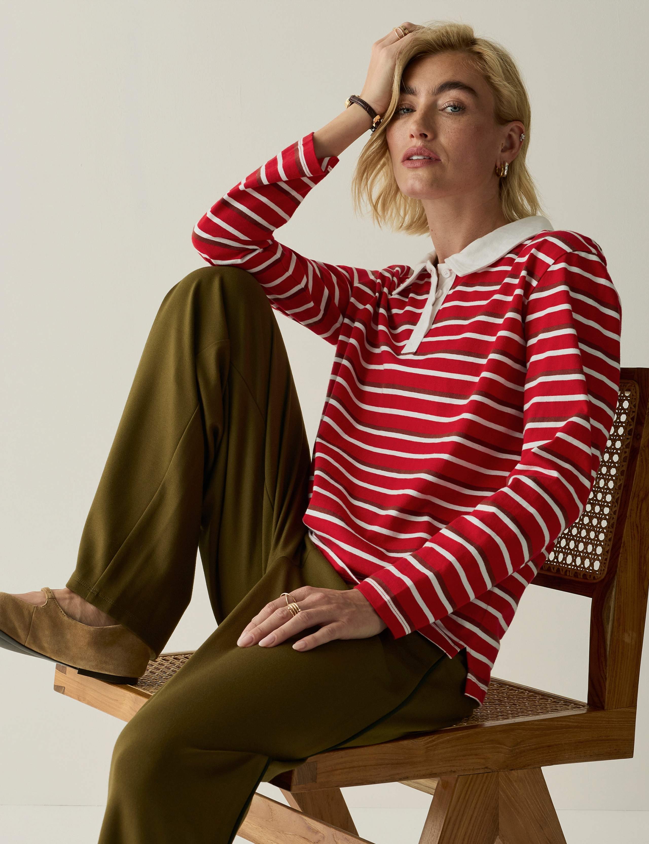 Pure Cotton Striped Relaxed Rugby Top 5 of 7