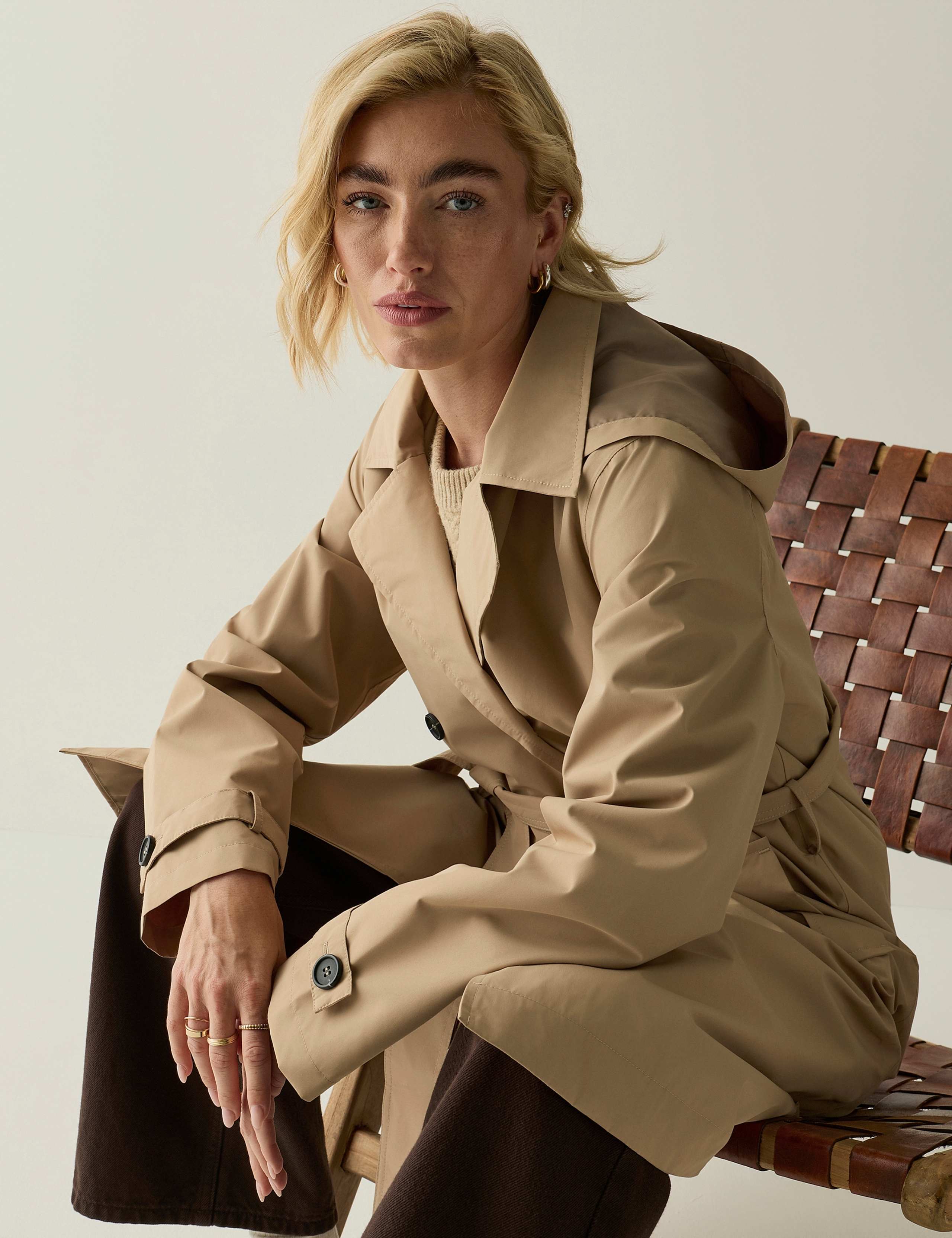 Waterproof Belted Hooded Longline Trench Coat 6 of 8