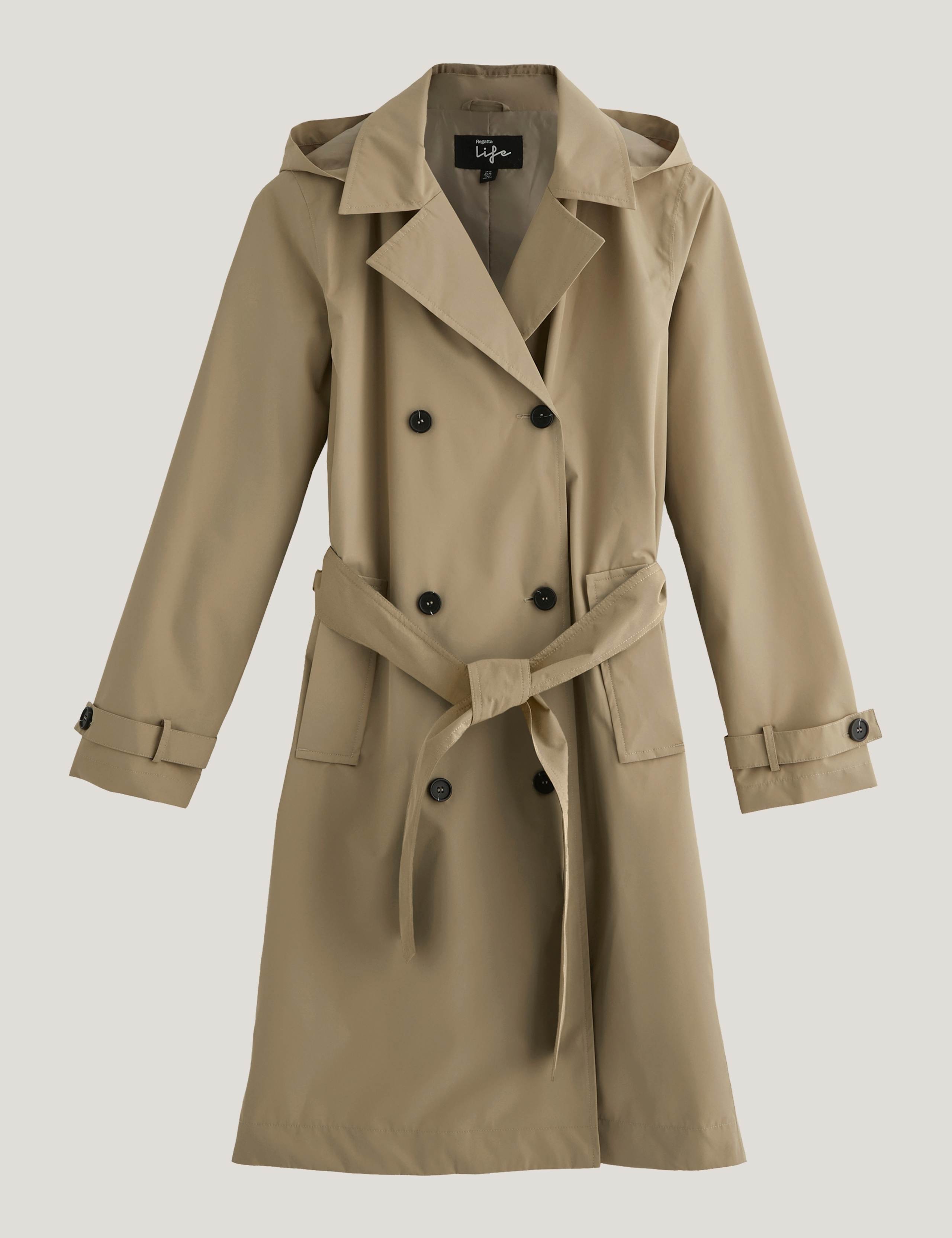 Waterproof Belted Hooded Longline Trench Coat 2 of 8