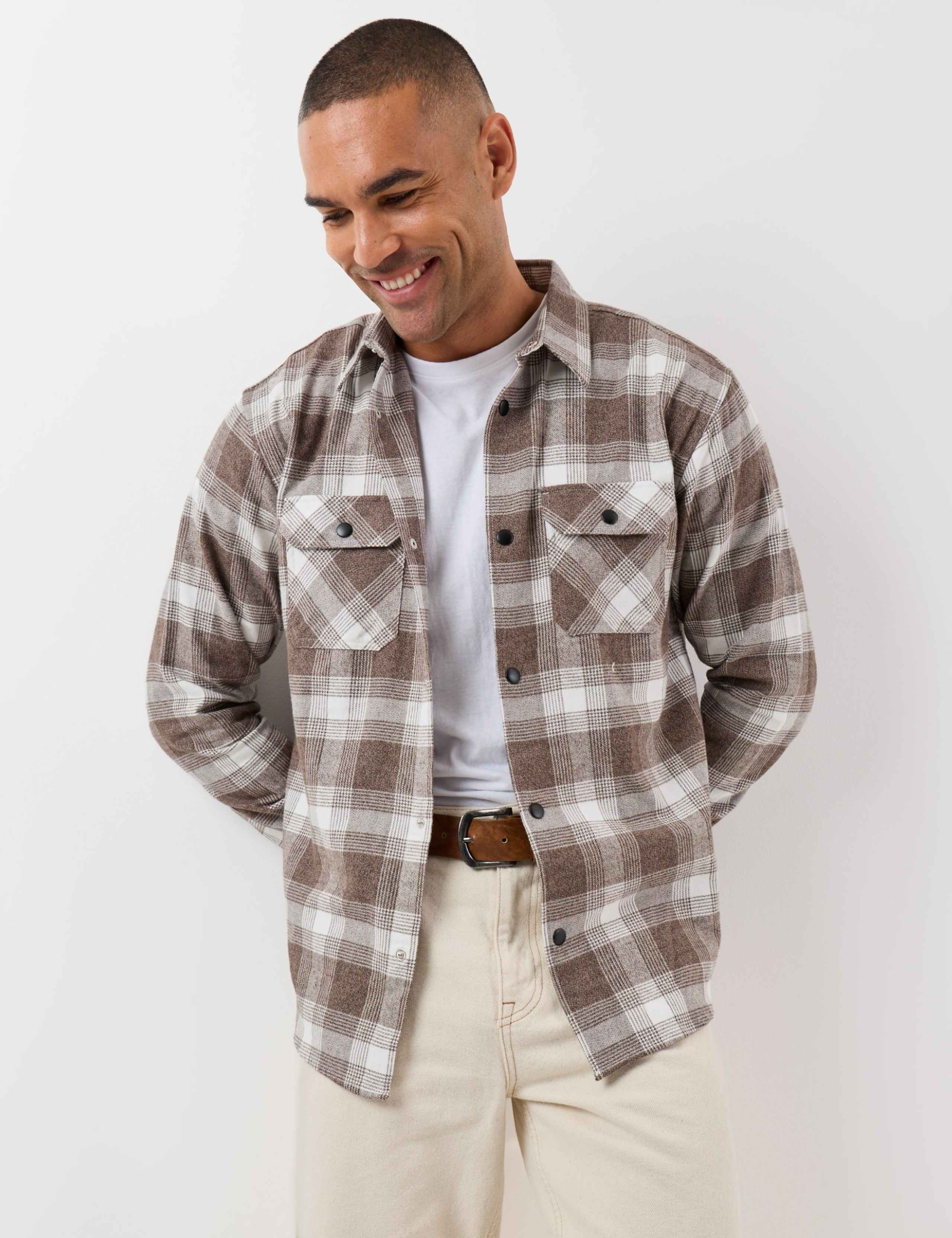 Relaxed Fit Pure Cotton Checked Patch Pocket Shirt 1 of 6