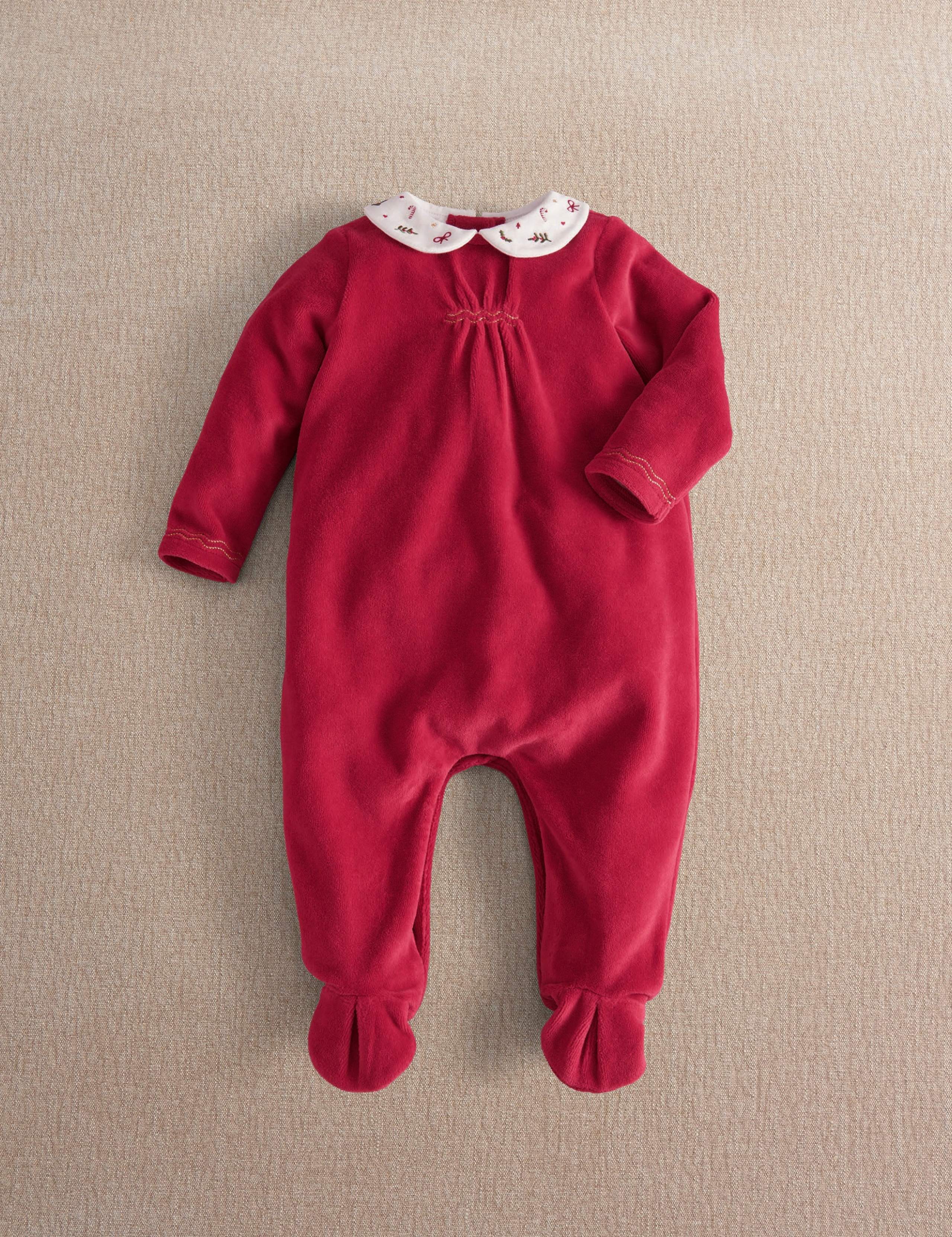 Velour Embroidered Christmas Sleepsuit 3 of 10