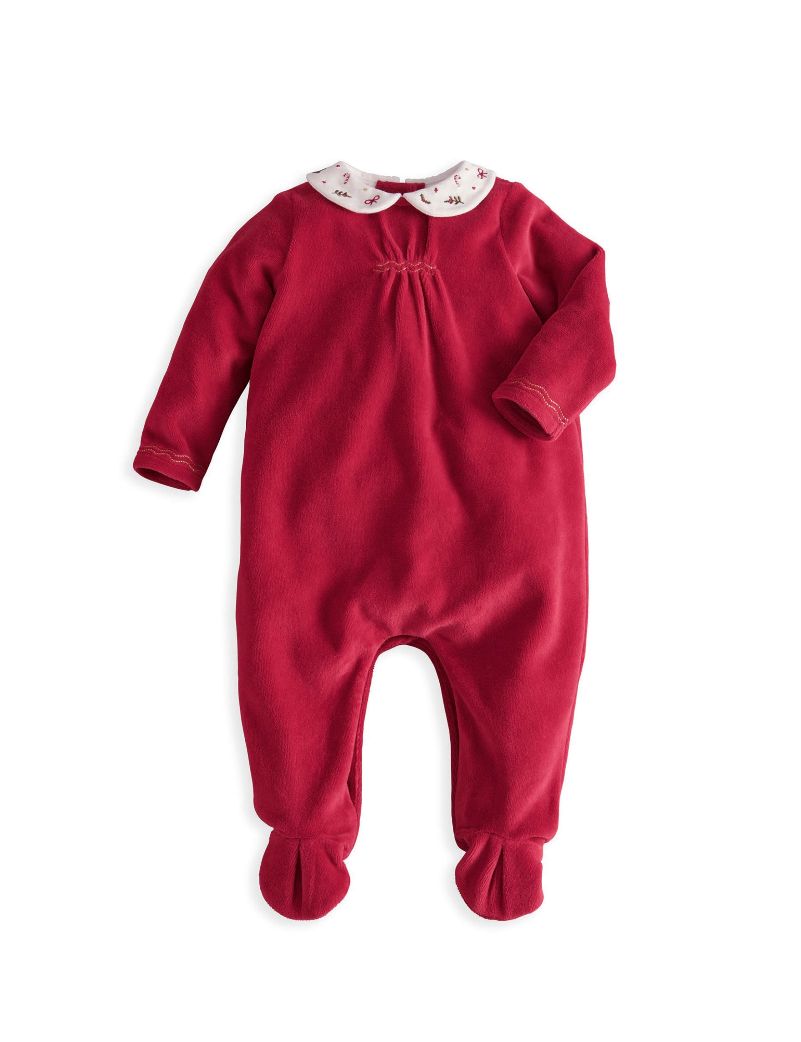 Velour Embroidered Christmas Sleepsuit 2 of 10