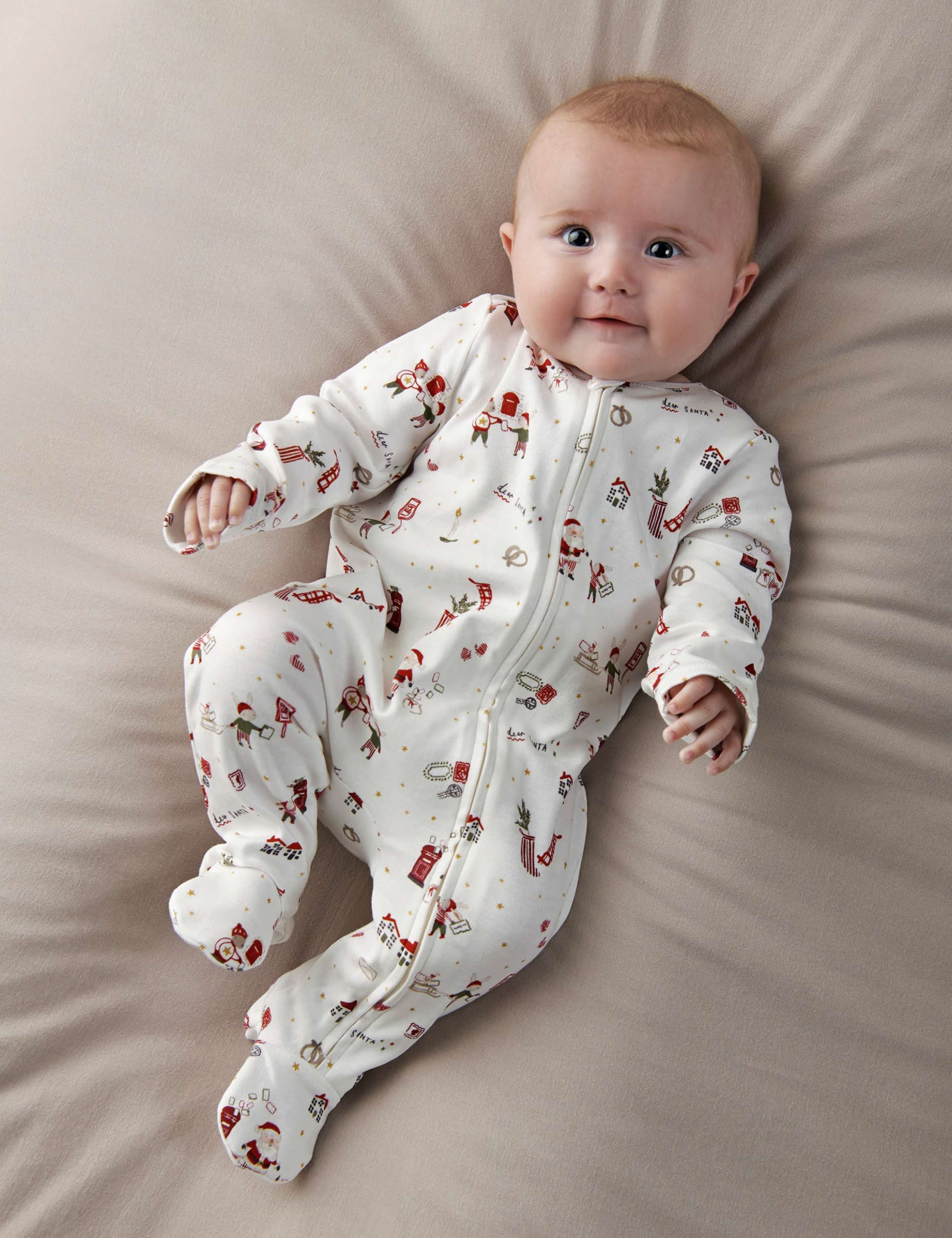 Santa Christmas Print Sleepsuit 1 of 8