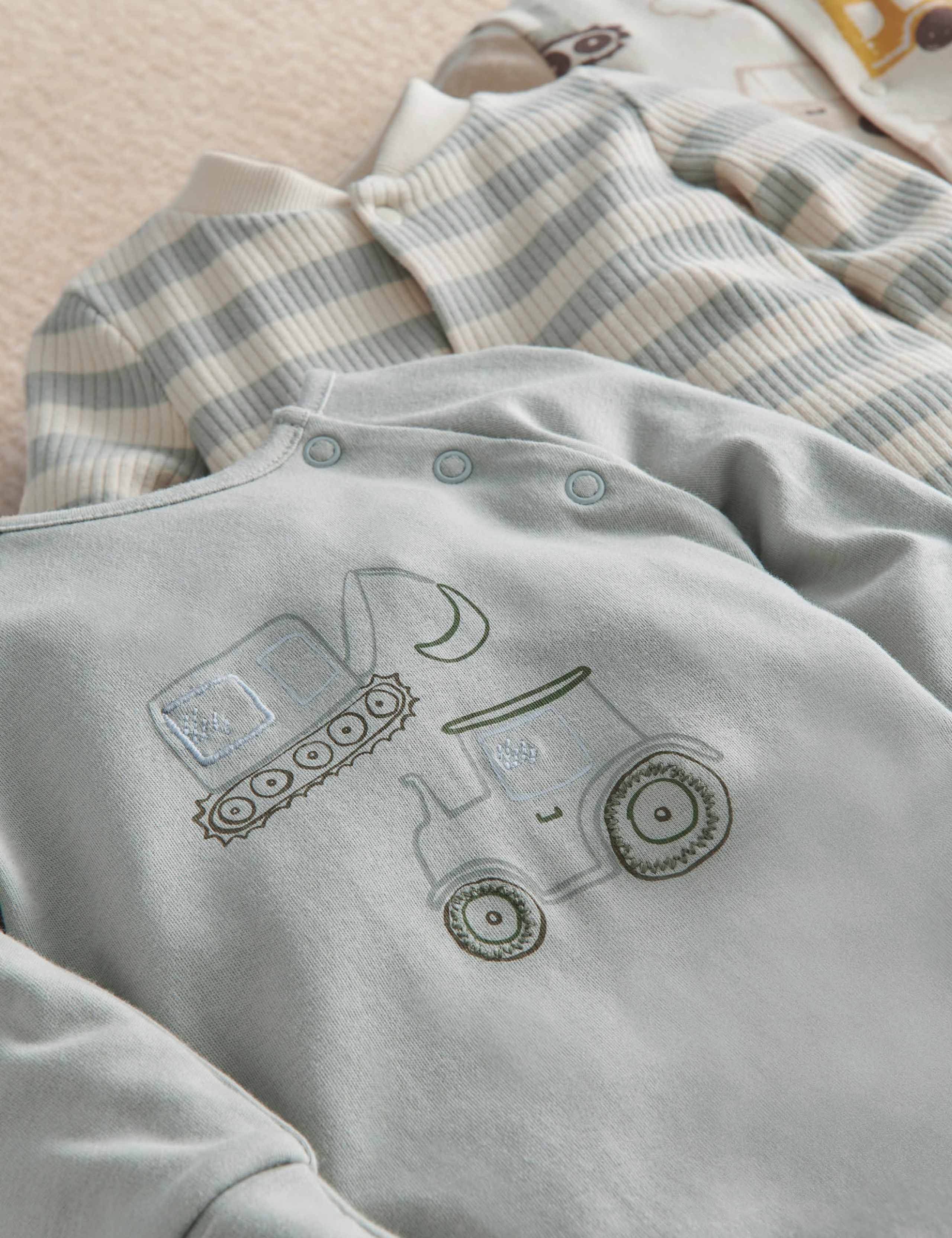 3 Pack Transport Print Sleepsuits 4 of 4