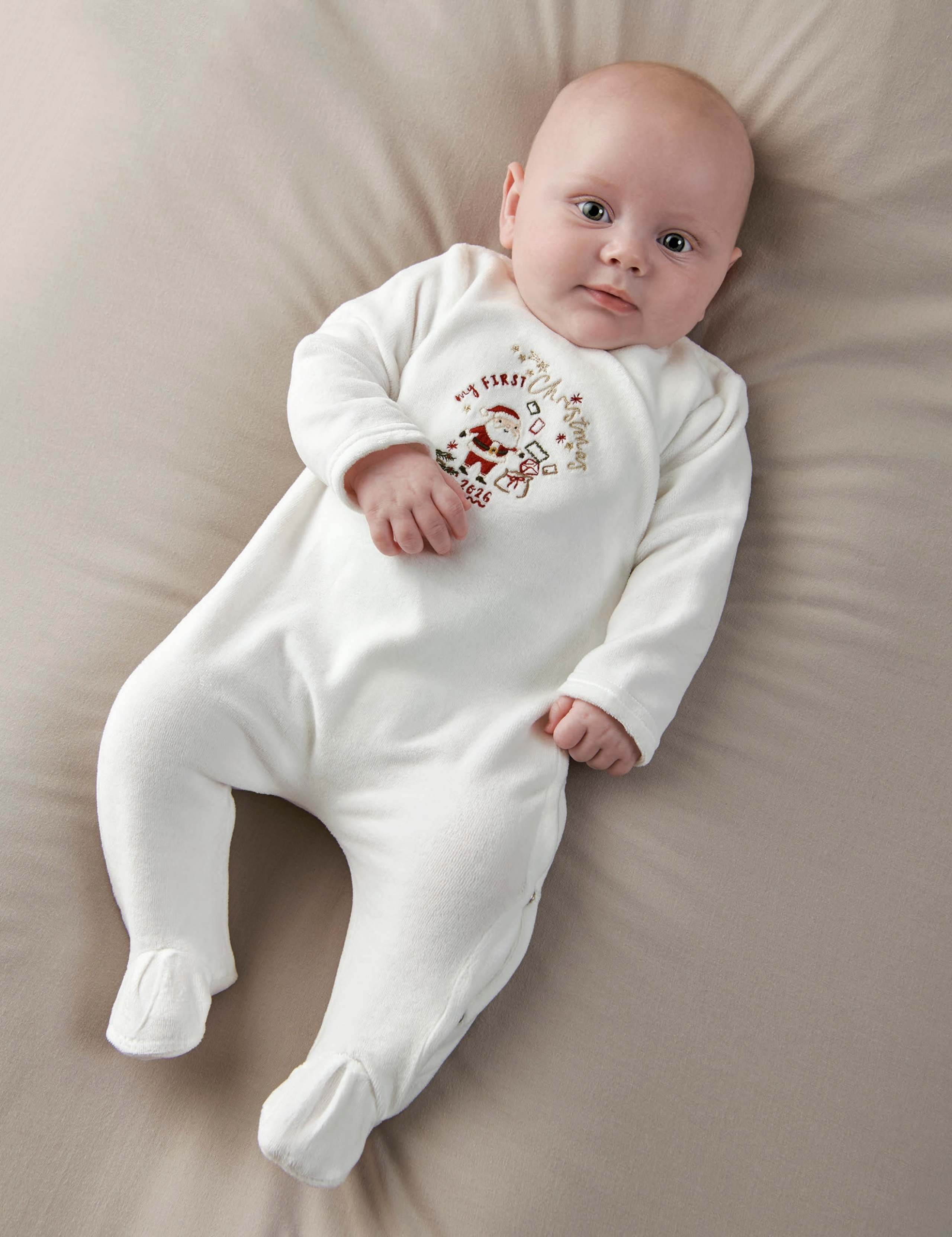 My First Christmas 2026 Velour Sleepsuit 3 of 8