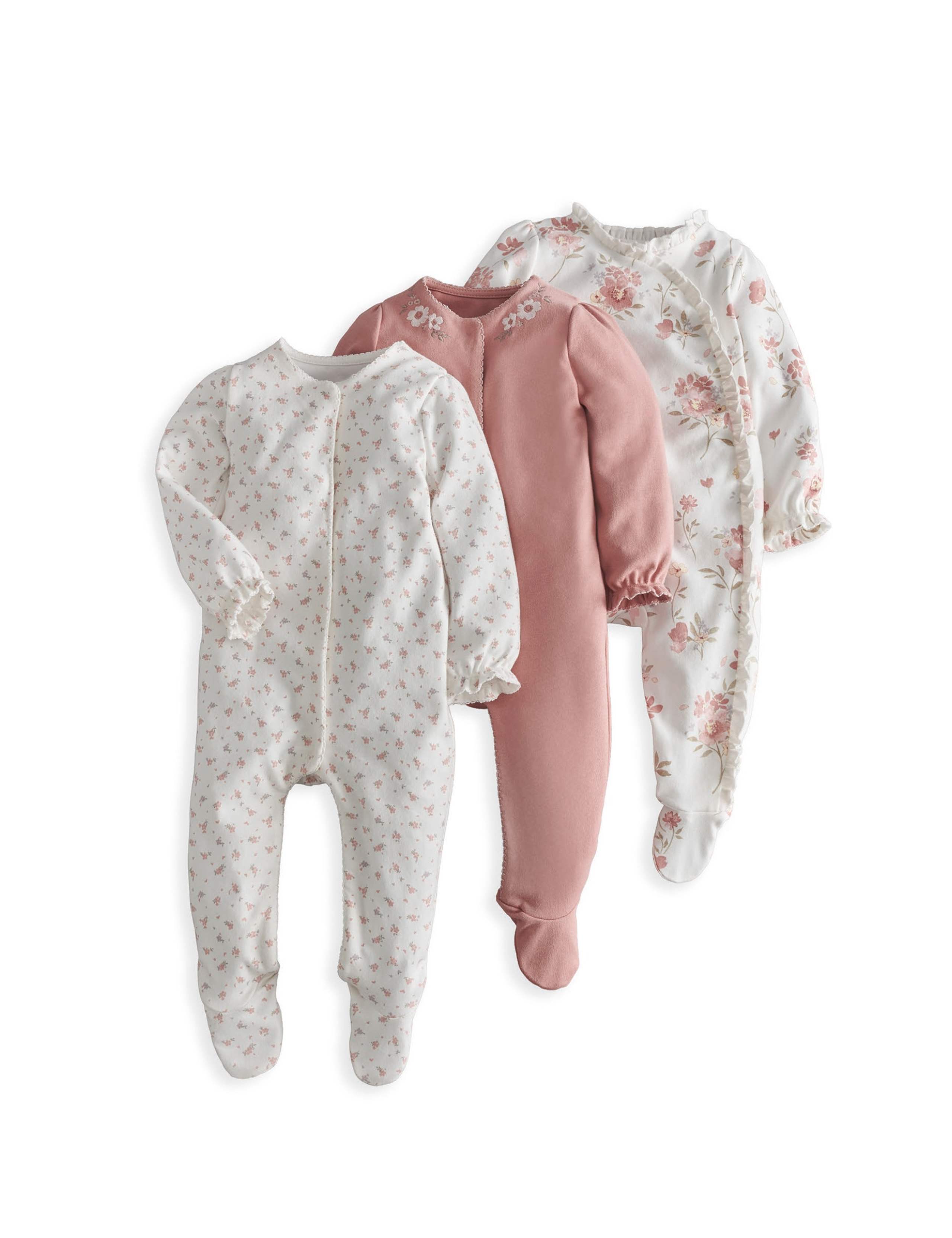 3 Pack Ditsy Floral Sleepsuits 2 of 4