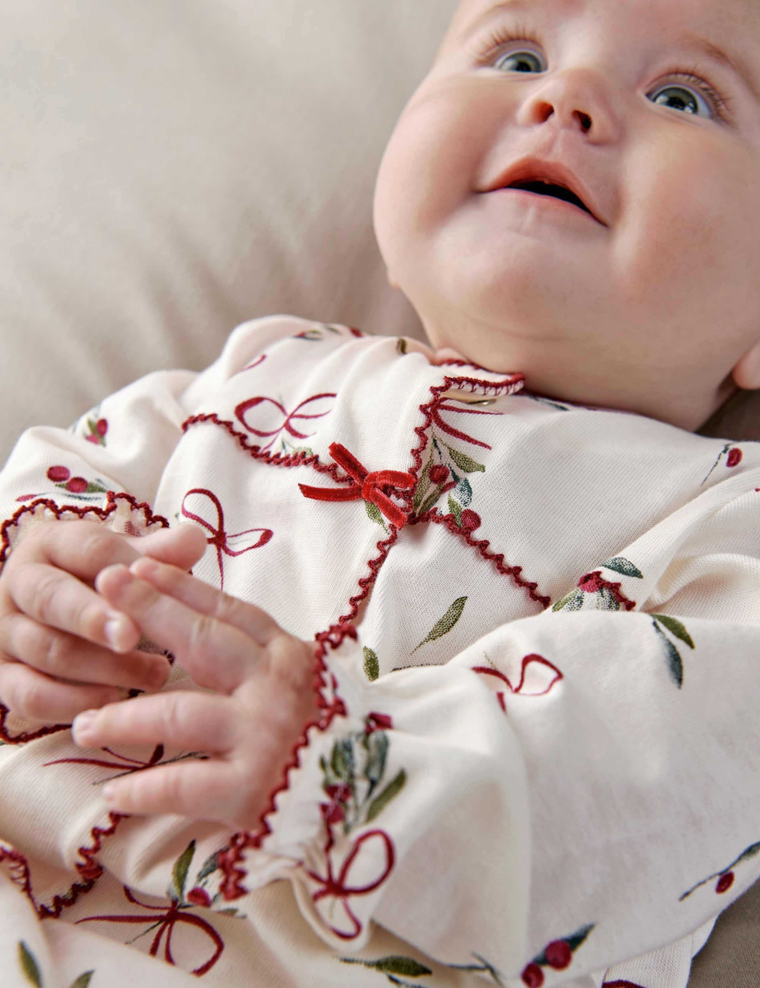 Bow Print Christmas Sleepsuit 5 of 8