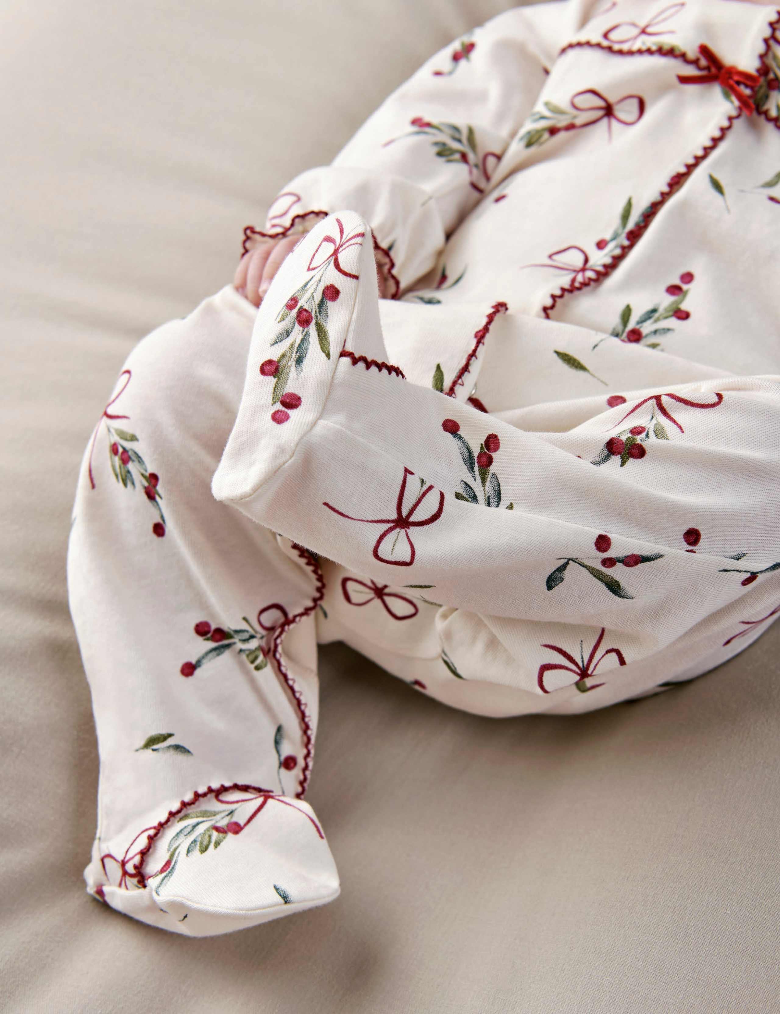 Bow Print Christmas Sleepsuit 7 of 8