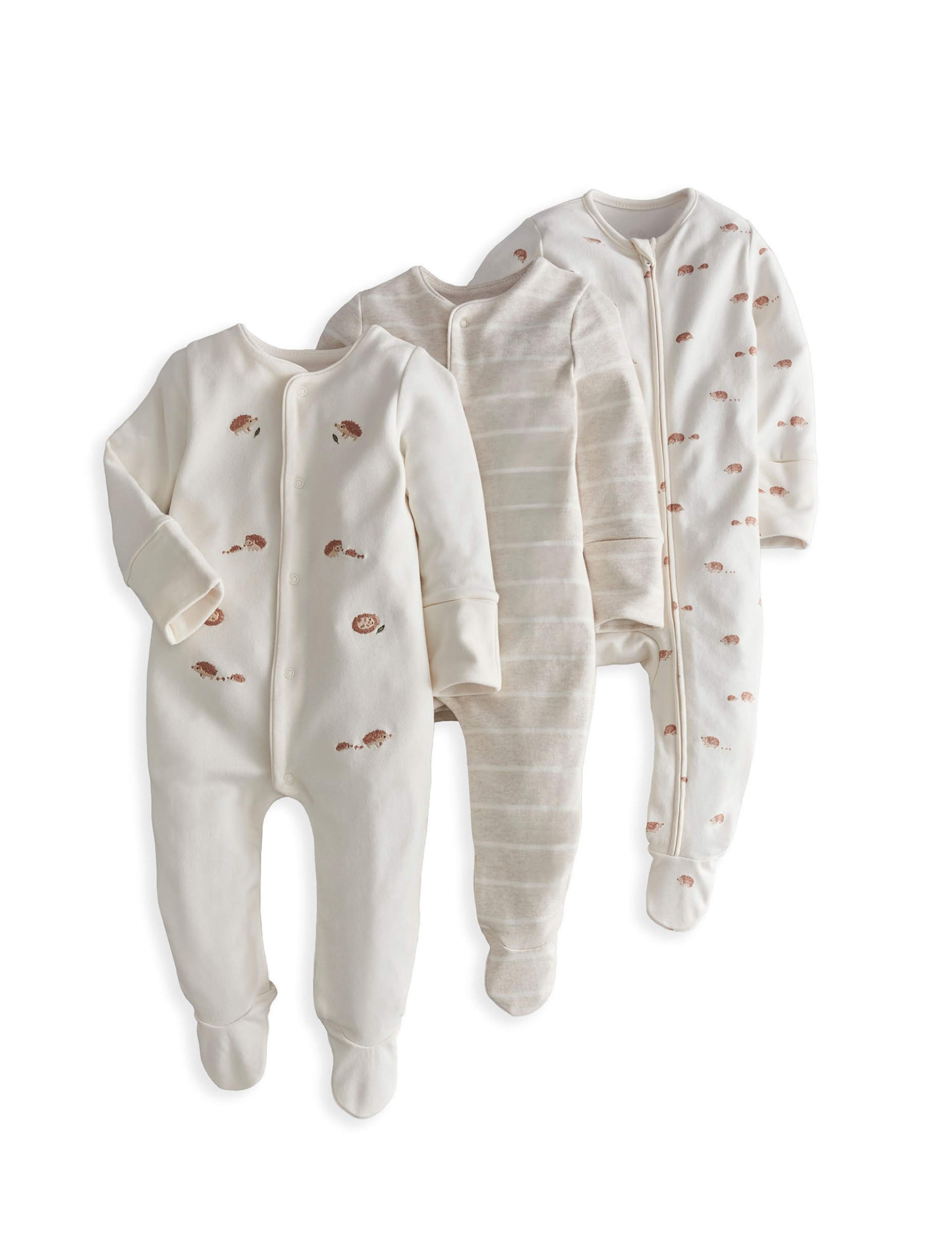 3 Pack Hedgehog Sleepsuits 2 of 4