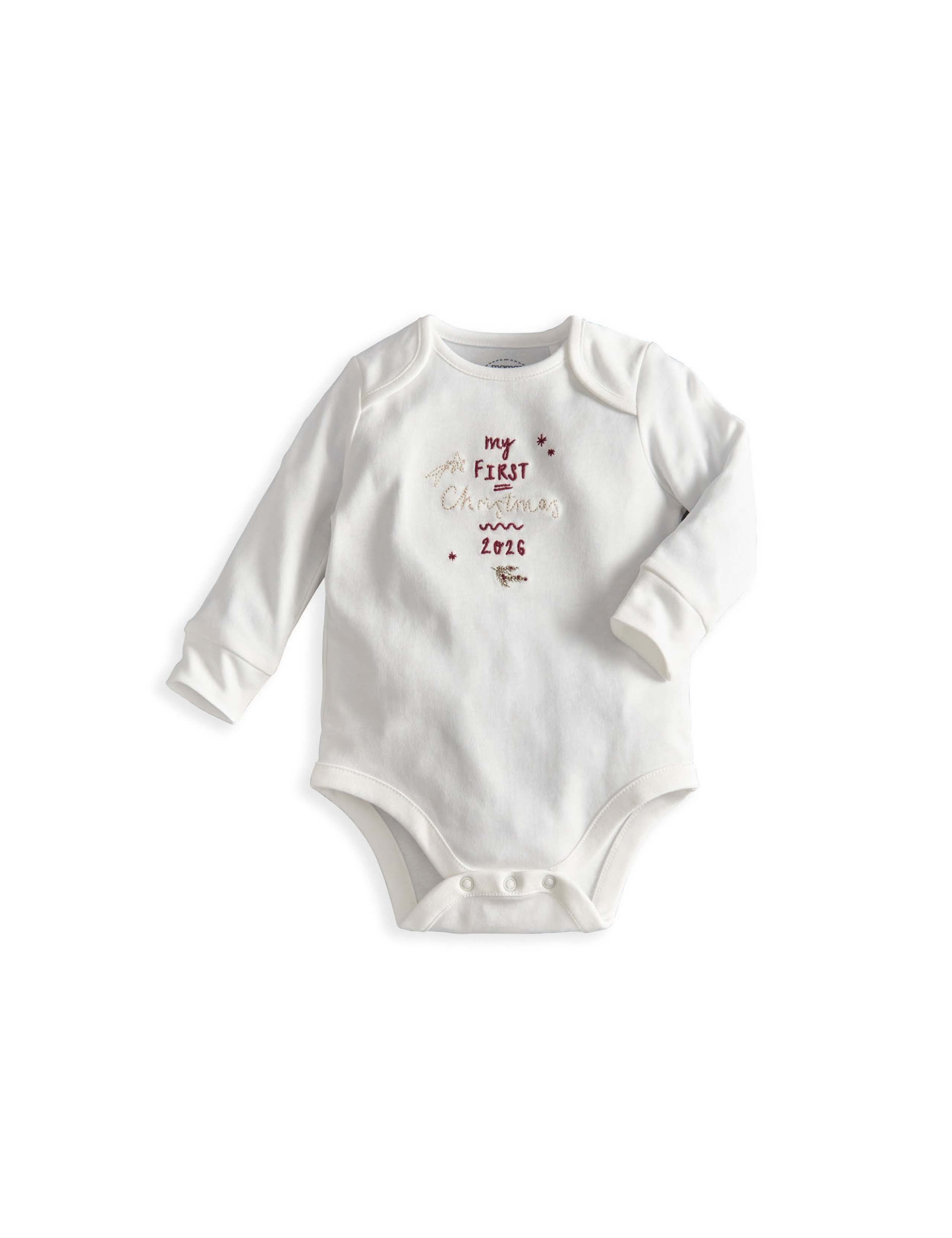 Pure Cotton My First Christmas Embroidered Bodysuit 2 of 7